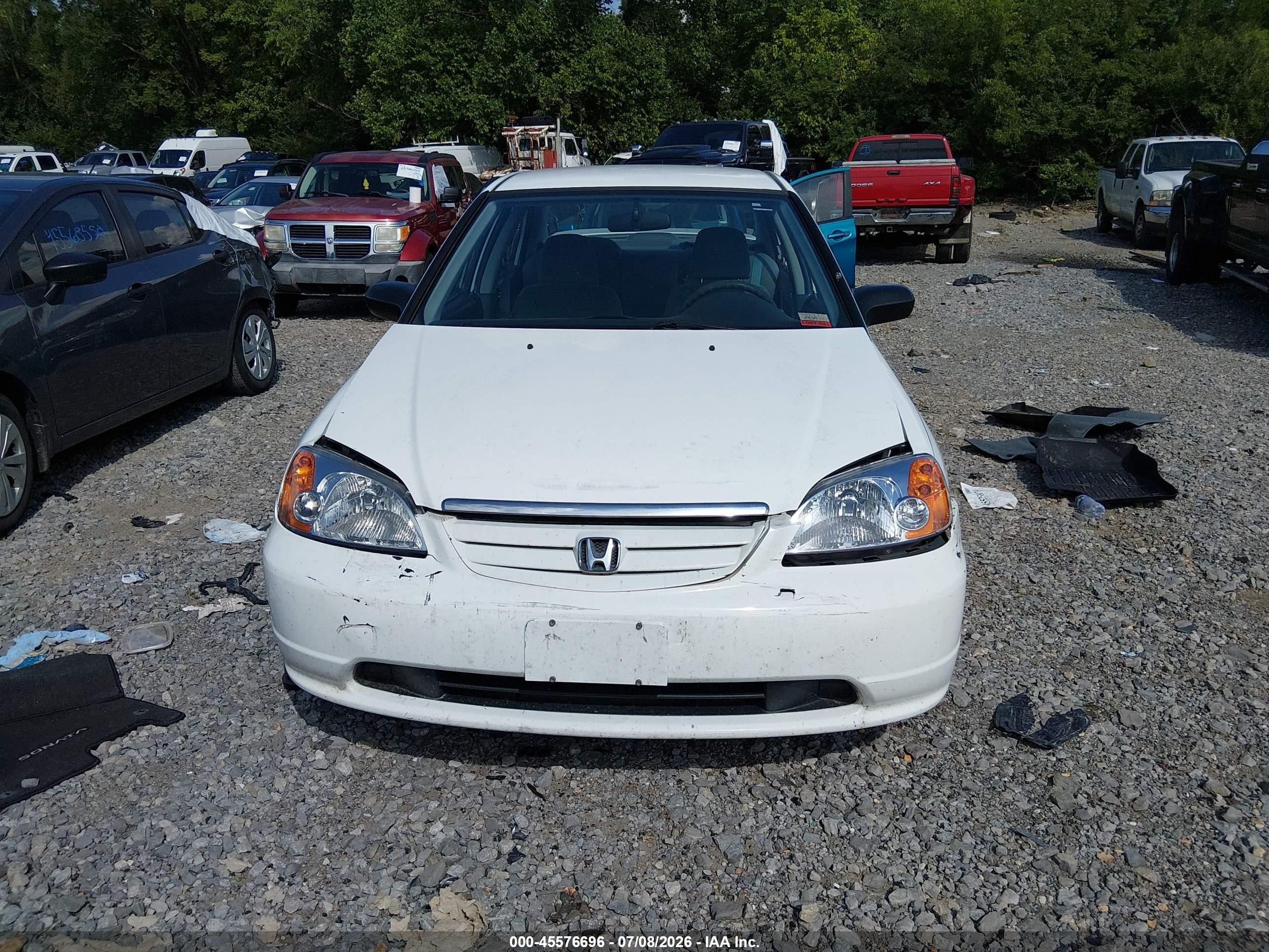2002 Honda Civic Lx White vin: 2HGES16592H563105