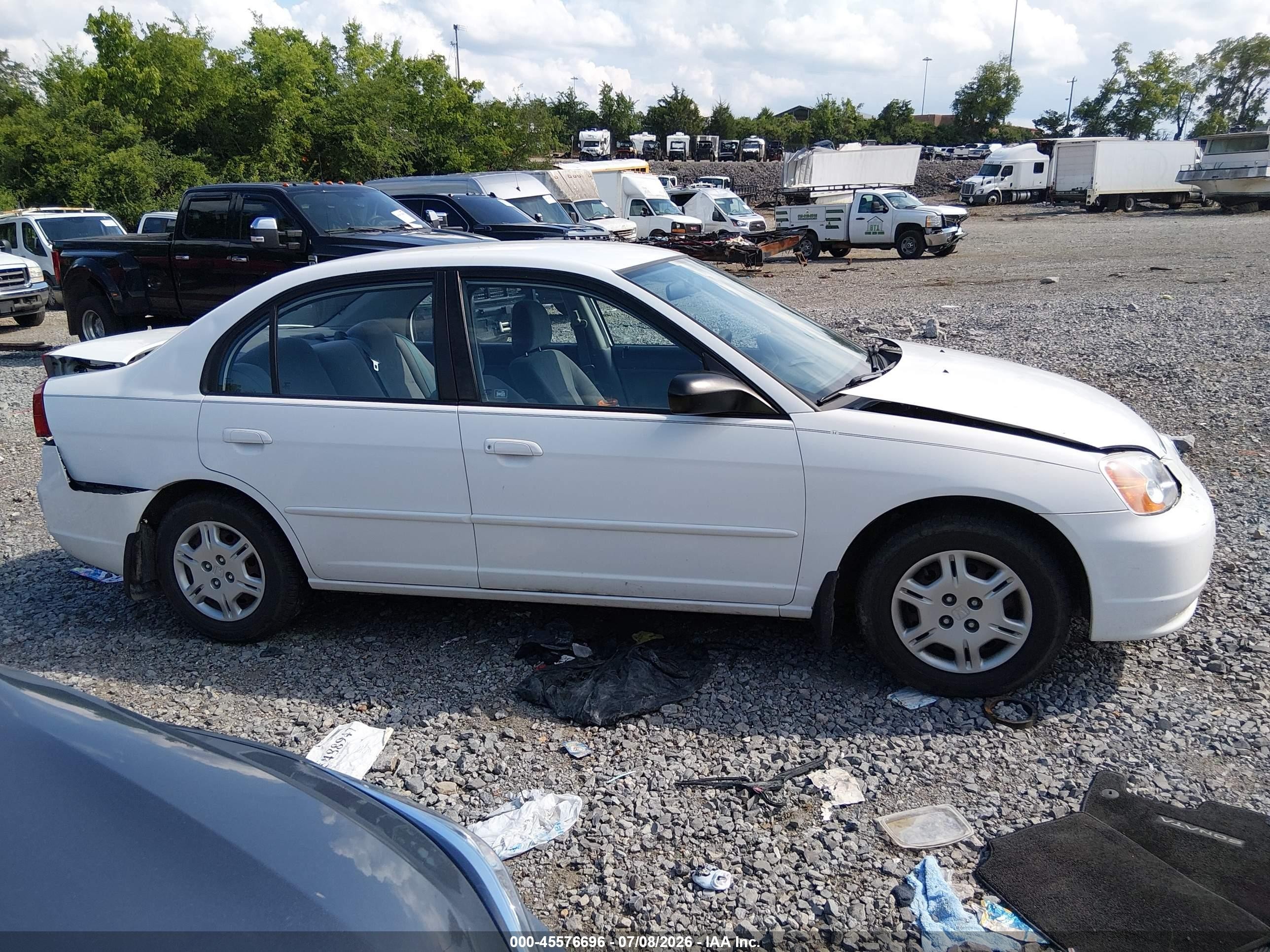 2002 Honda Civic Lx White vin: 2HGES16592H563105