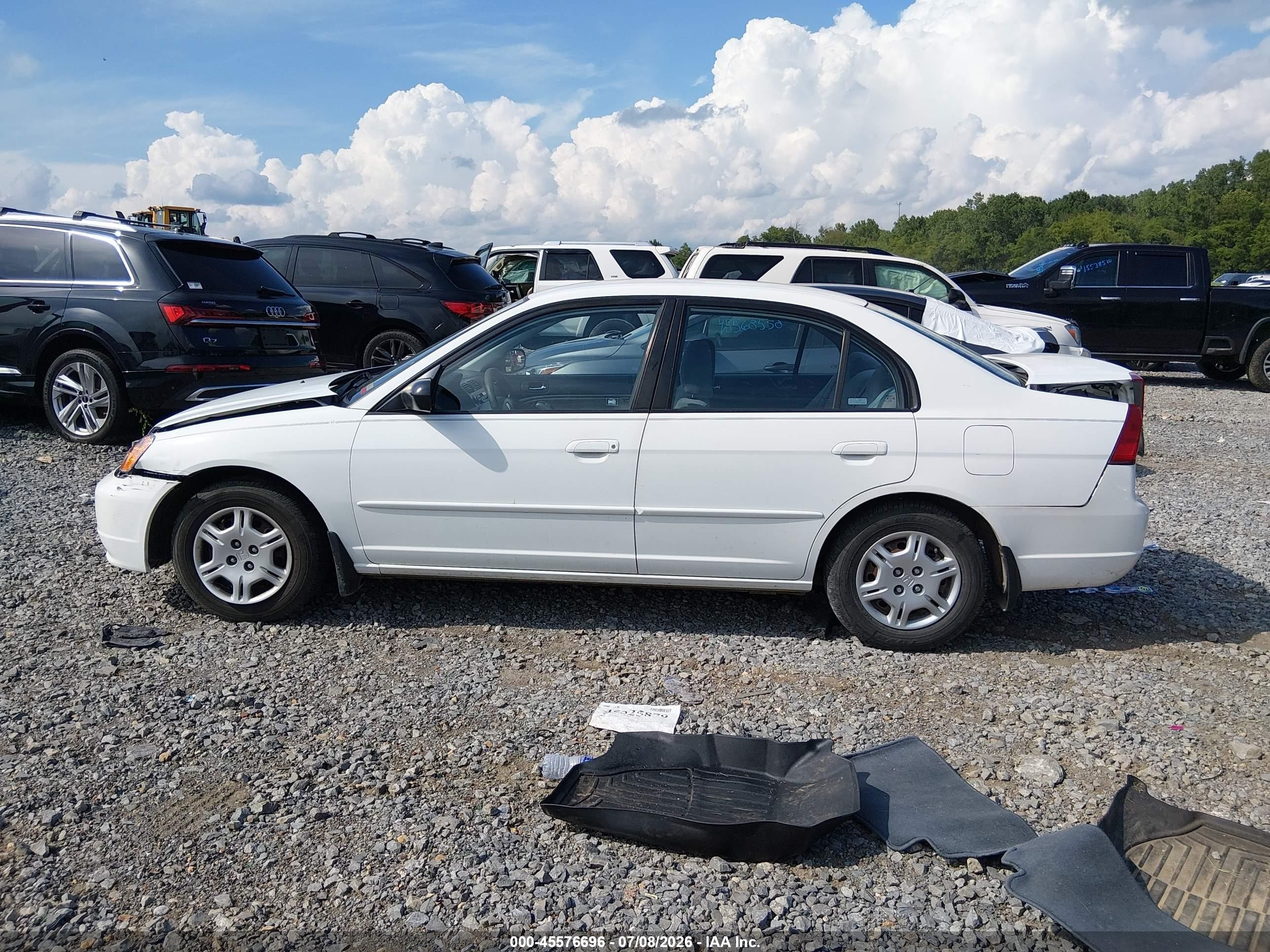 2002 Honda Civic Lx White vin: 2HGES16592H563105