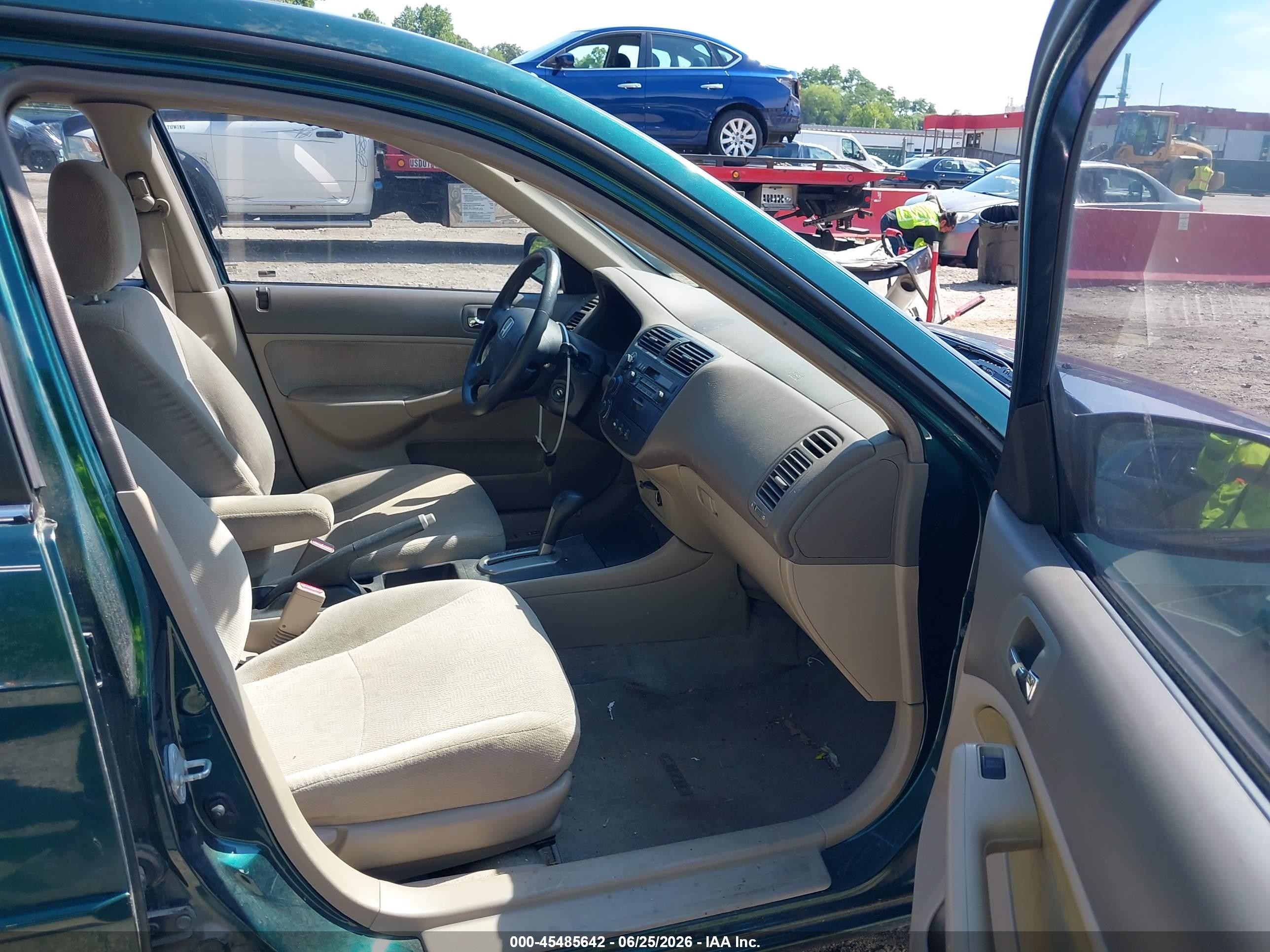 2002 Honda Civic Lx Green vin: 2HGES16592H593396