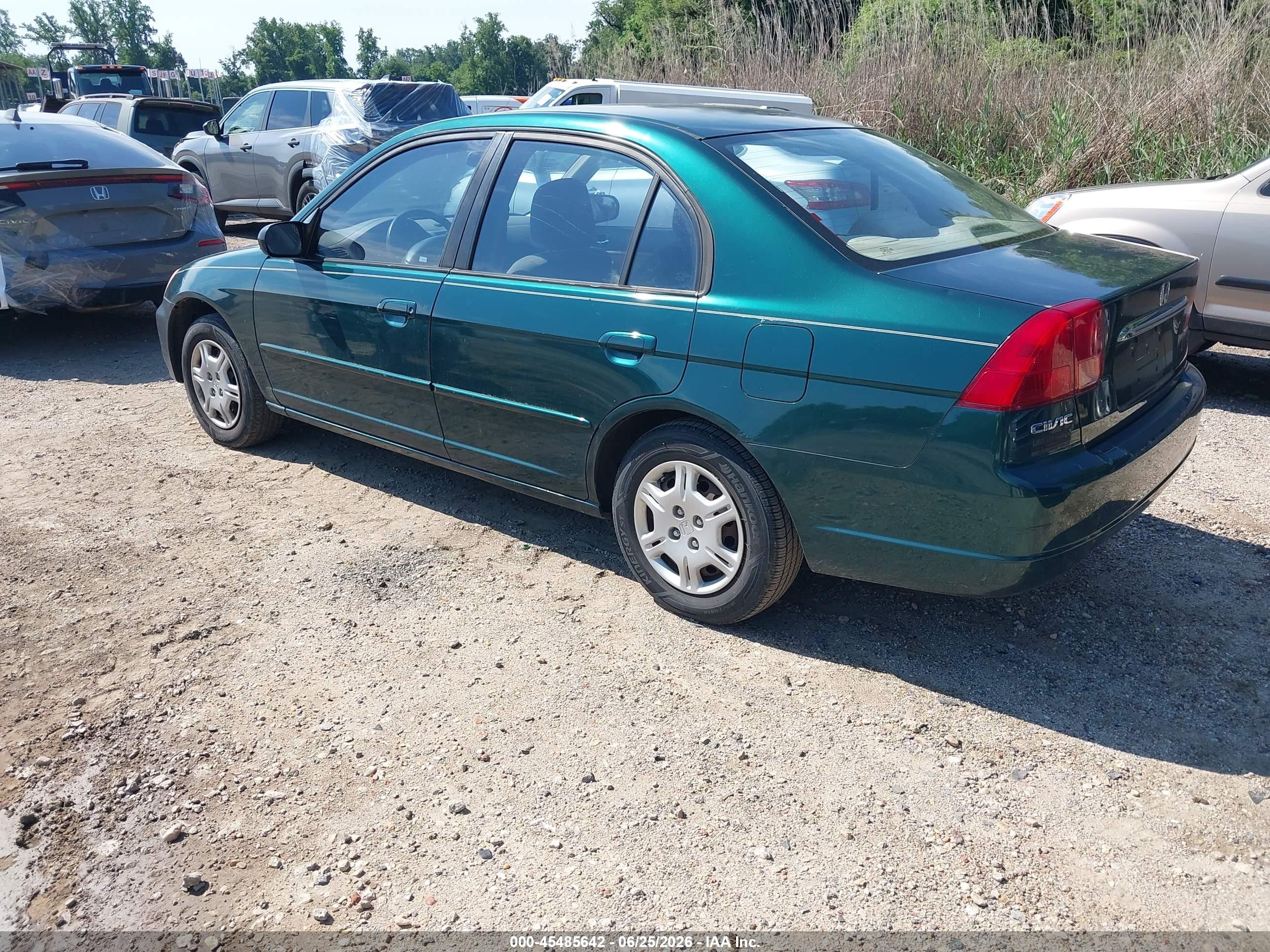2002 Honda Civic Lx Green vin: 2HGES16592H593396