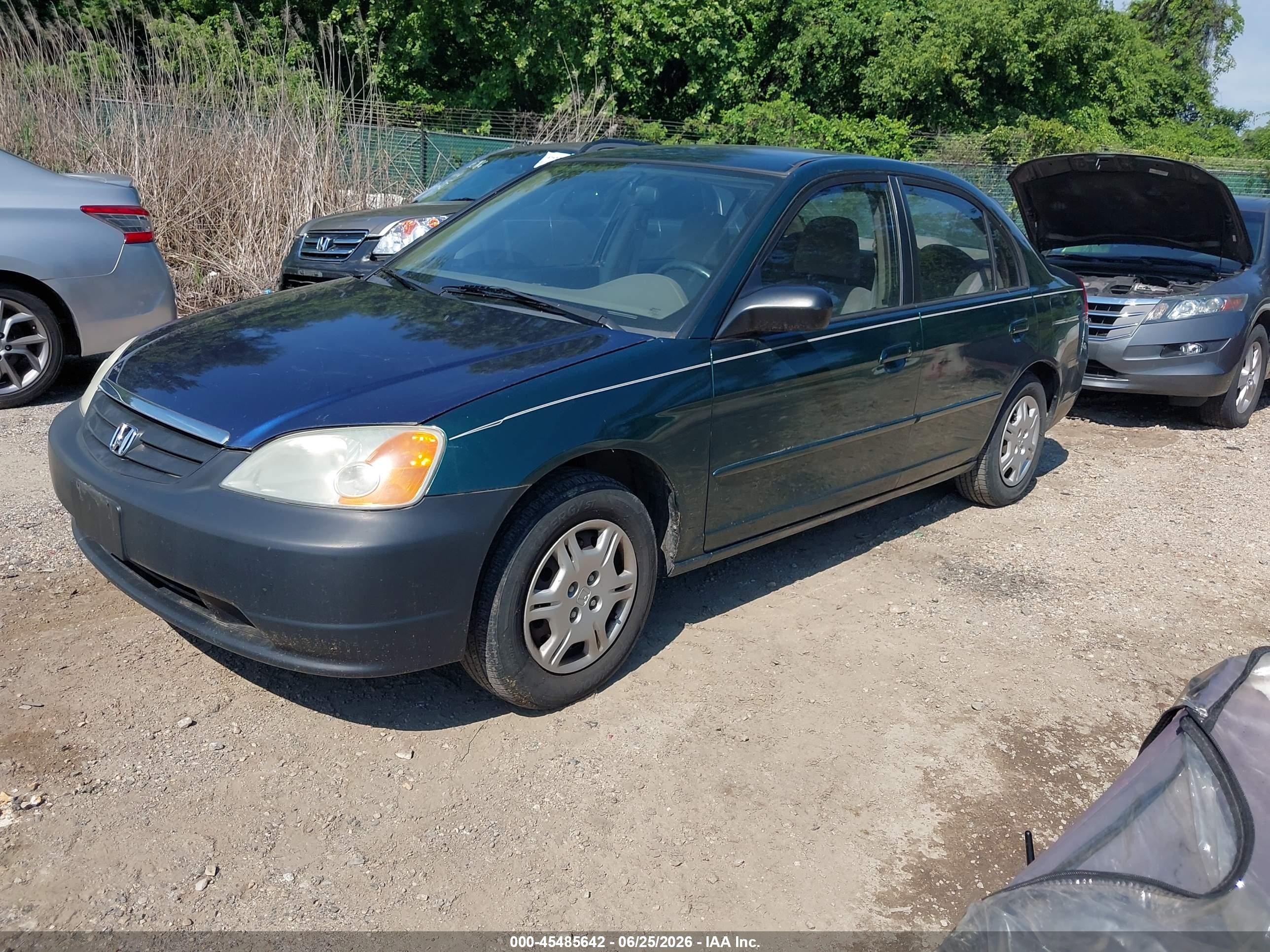2002 Honda Civic Lx Green vin: 2HGES16592H593396