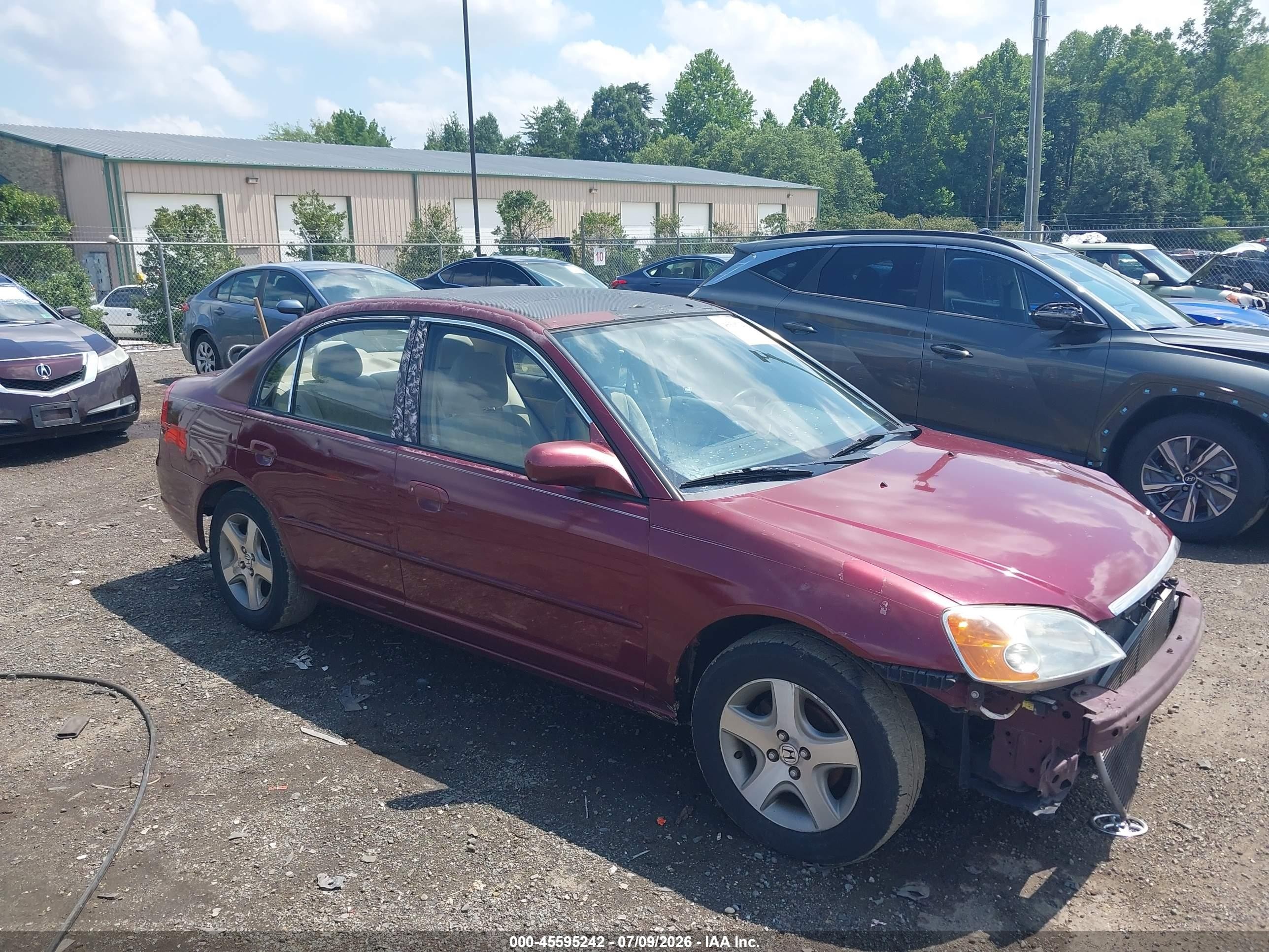 2003 Honda Civic Lx Burgundy vin: 2HGES16593H555541