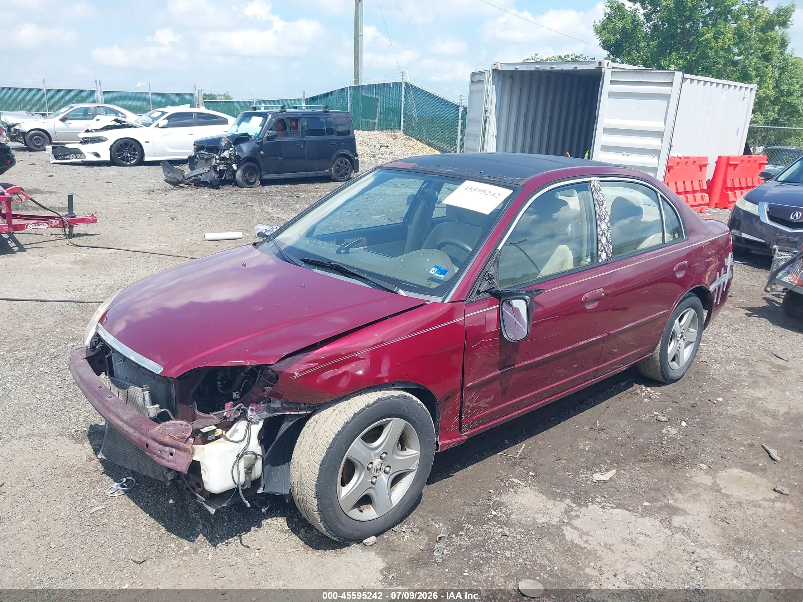 2003 Honda Civic Lx Бордовый vin: 2HGES16593H555541