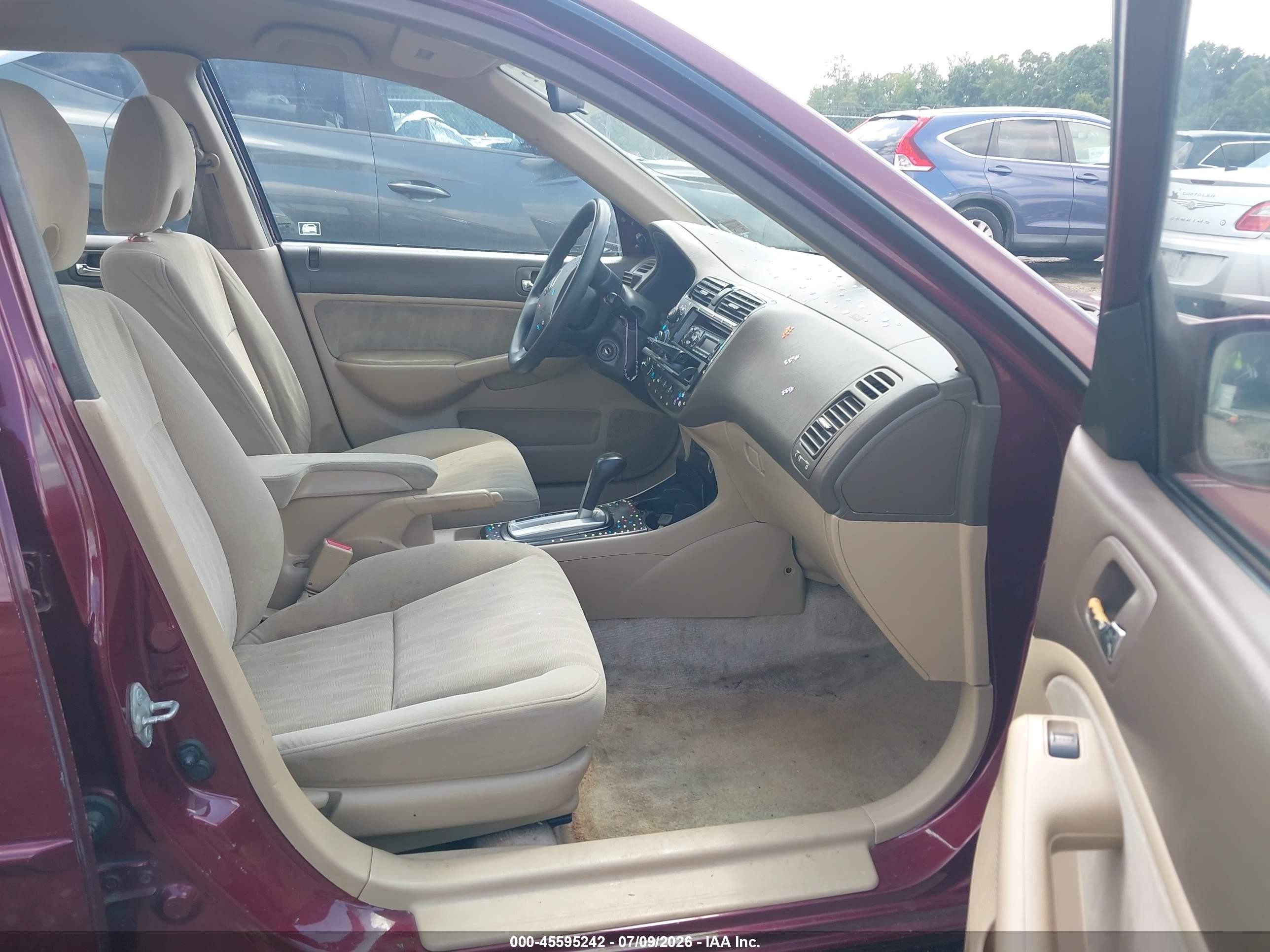 2003 Honda Civic Lx Бордовый vin: 2HGES16593H555541