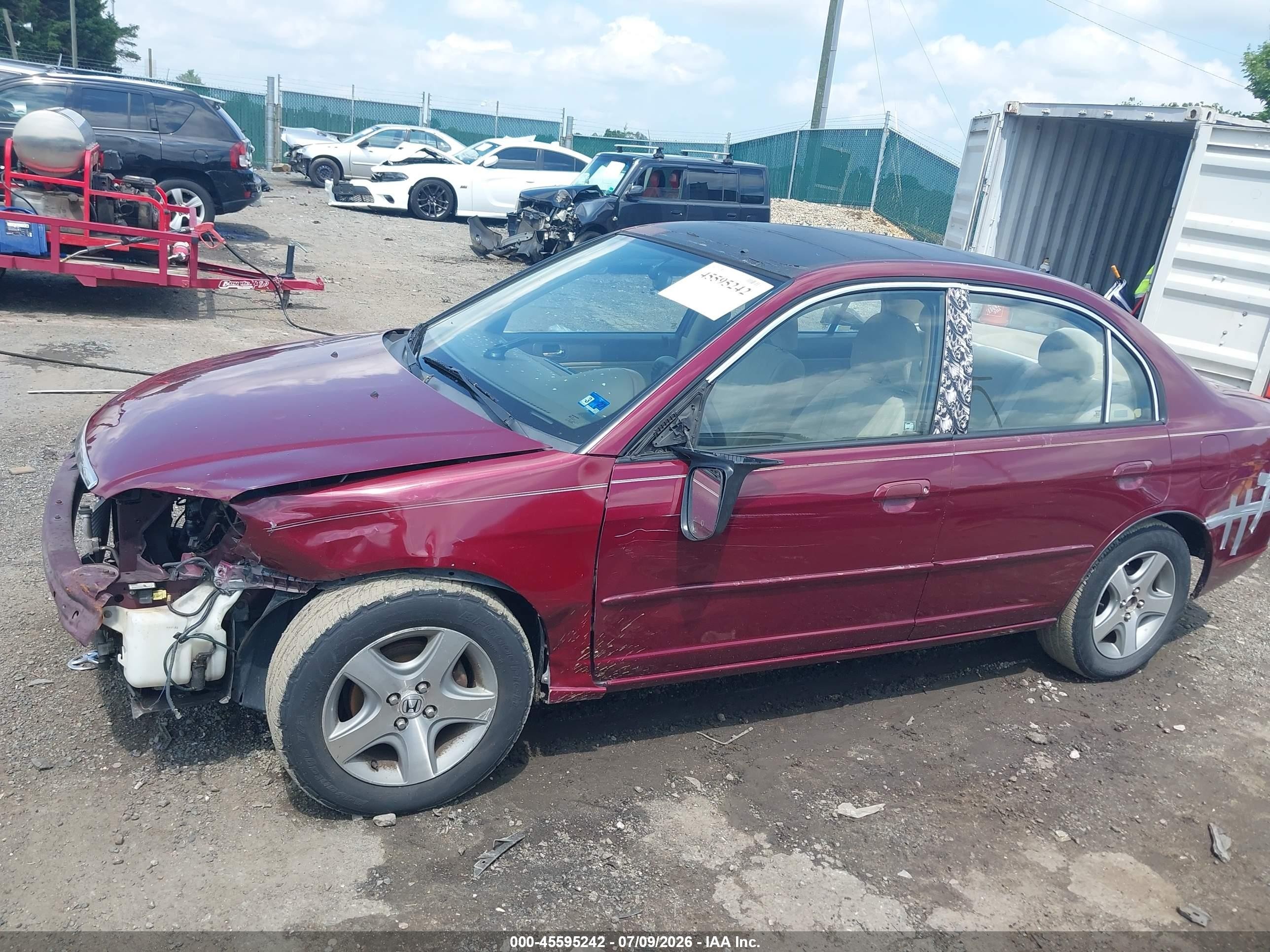 2003 Honda Civic Lx Бордовый vin: 2HGES16593H555541