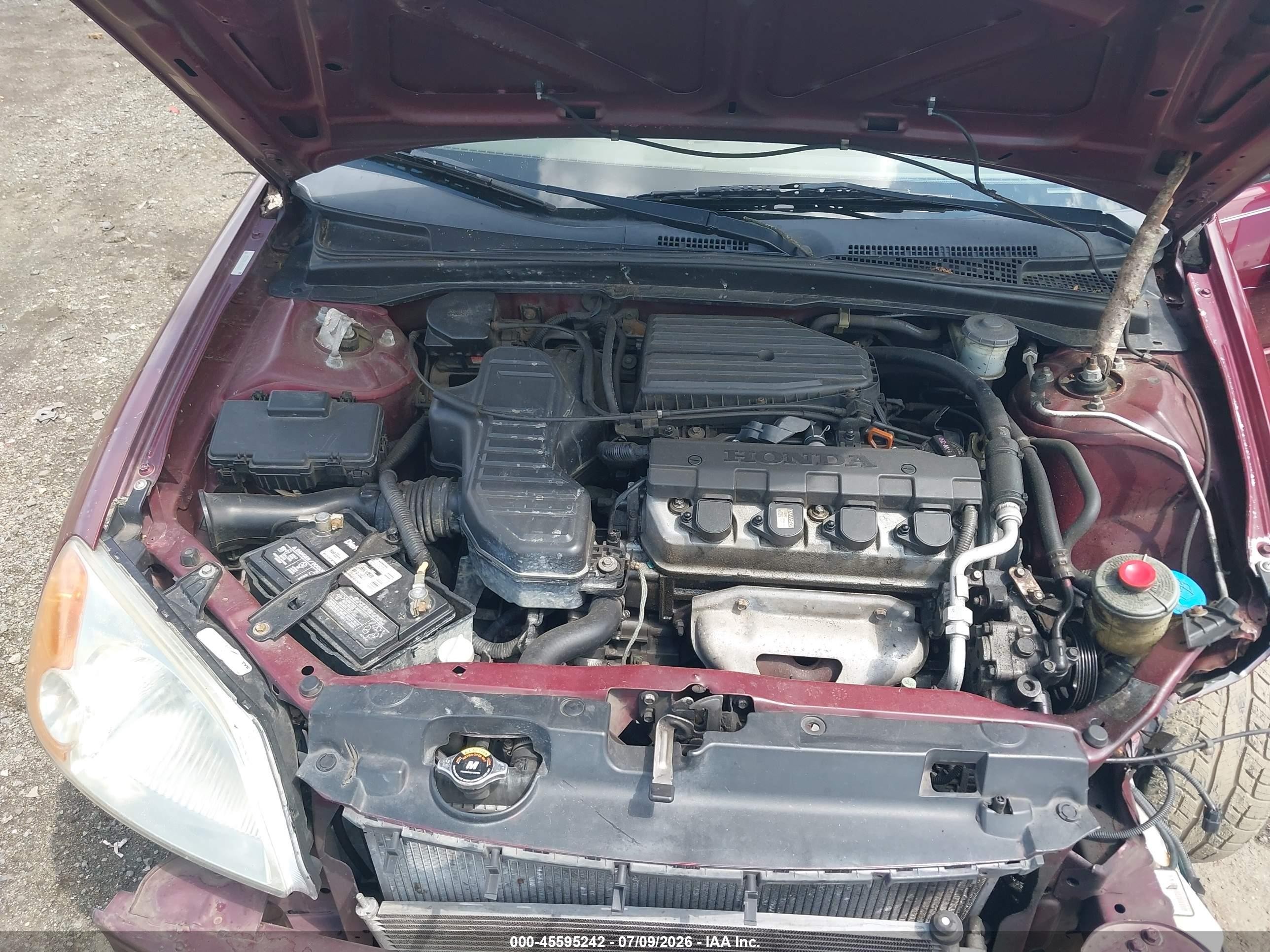 2003 Honda Civic Lx Бордовый vin: 2HGES16593H555541