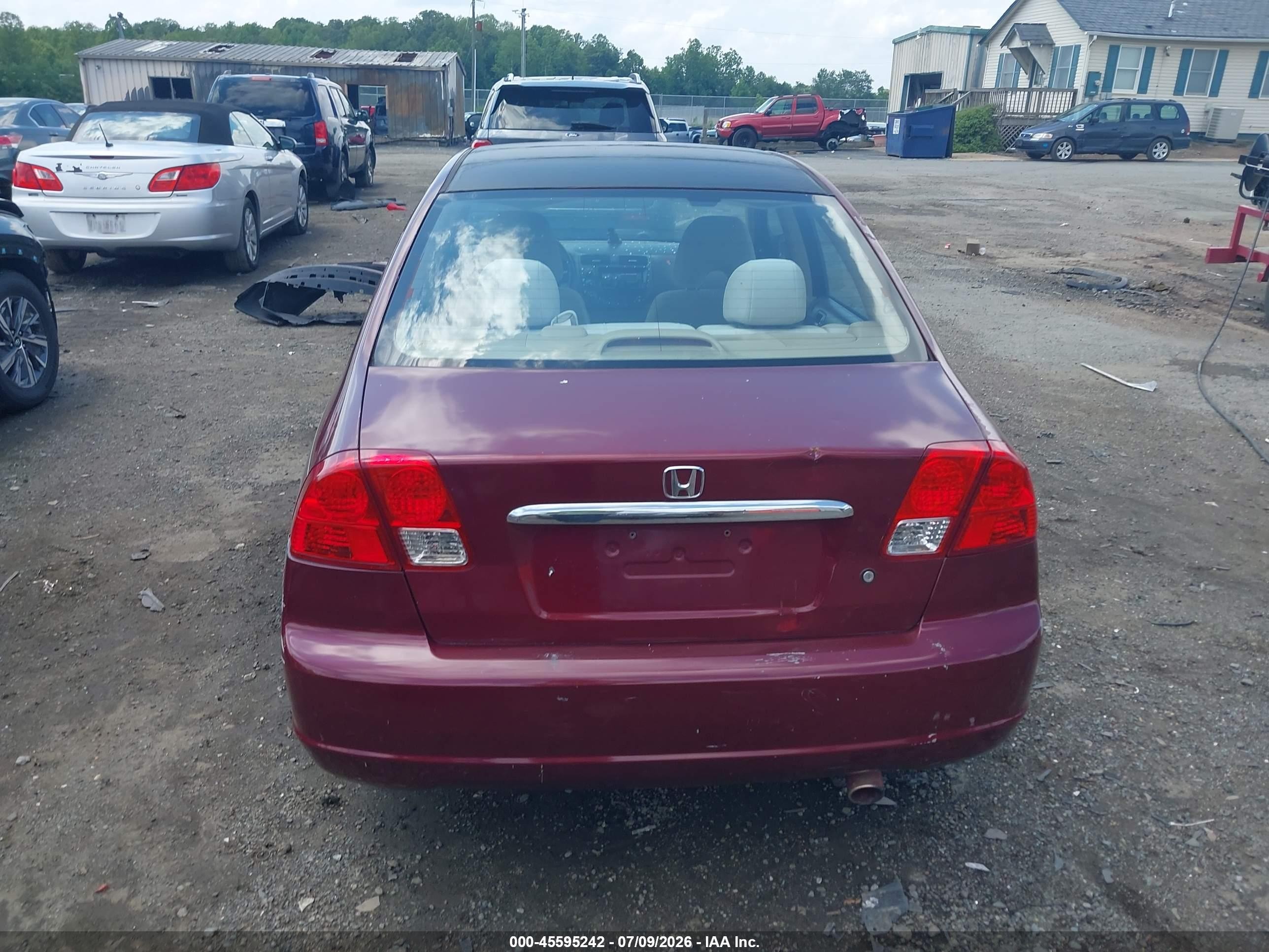 2003 Honda Civic Lx Бордовый vin: 2HGES16593H555541