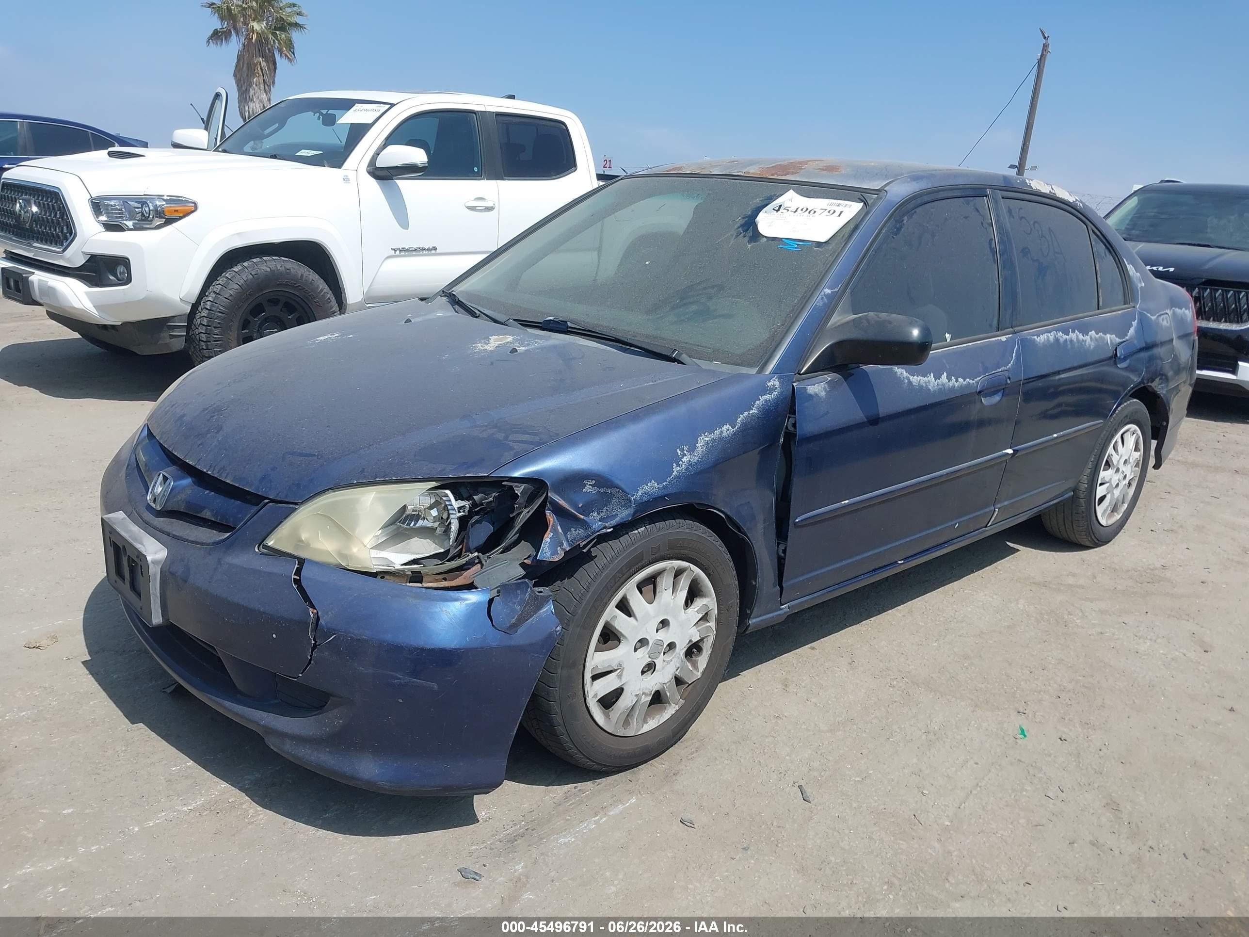 2004 Honda Civic Lx Blue vin: 2HGES16594H564757