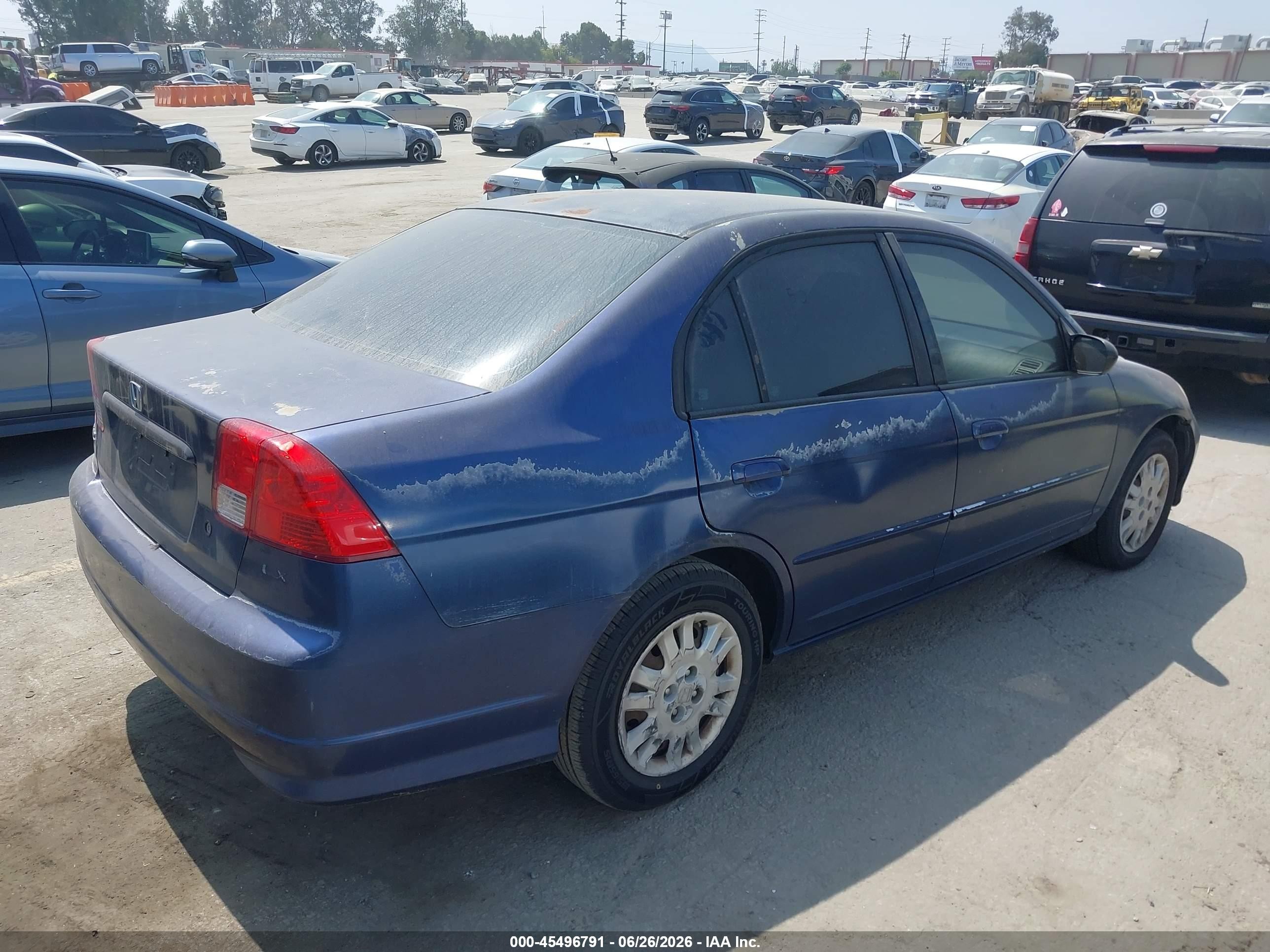 2004 Honda Civic Lx Blue vin: 2HGES16594H564757