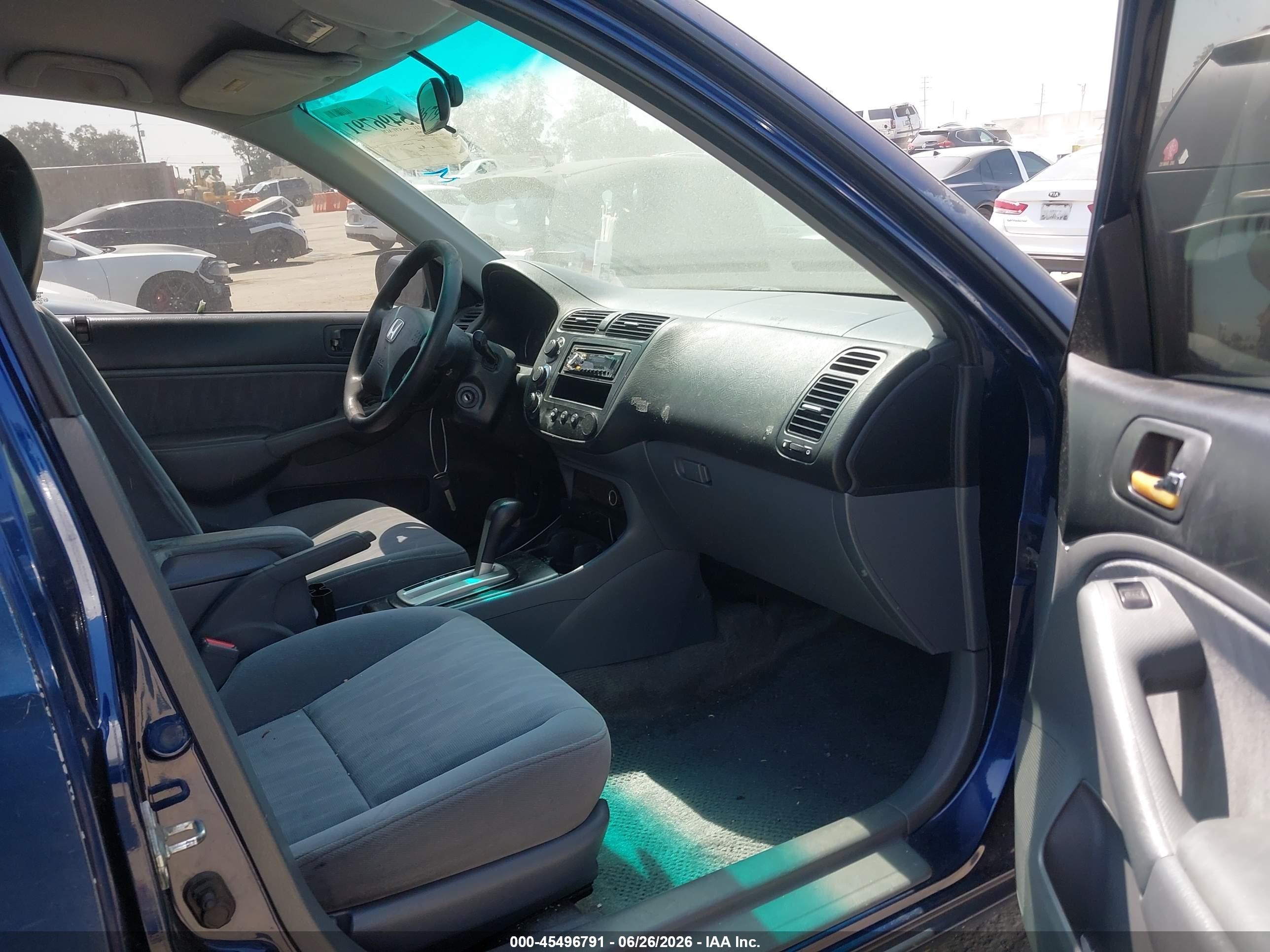 2004 Honda Civic Lx Blue vin: 2HGES16594H564757
