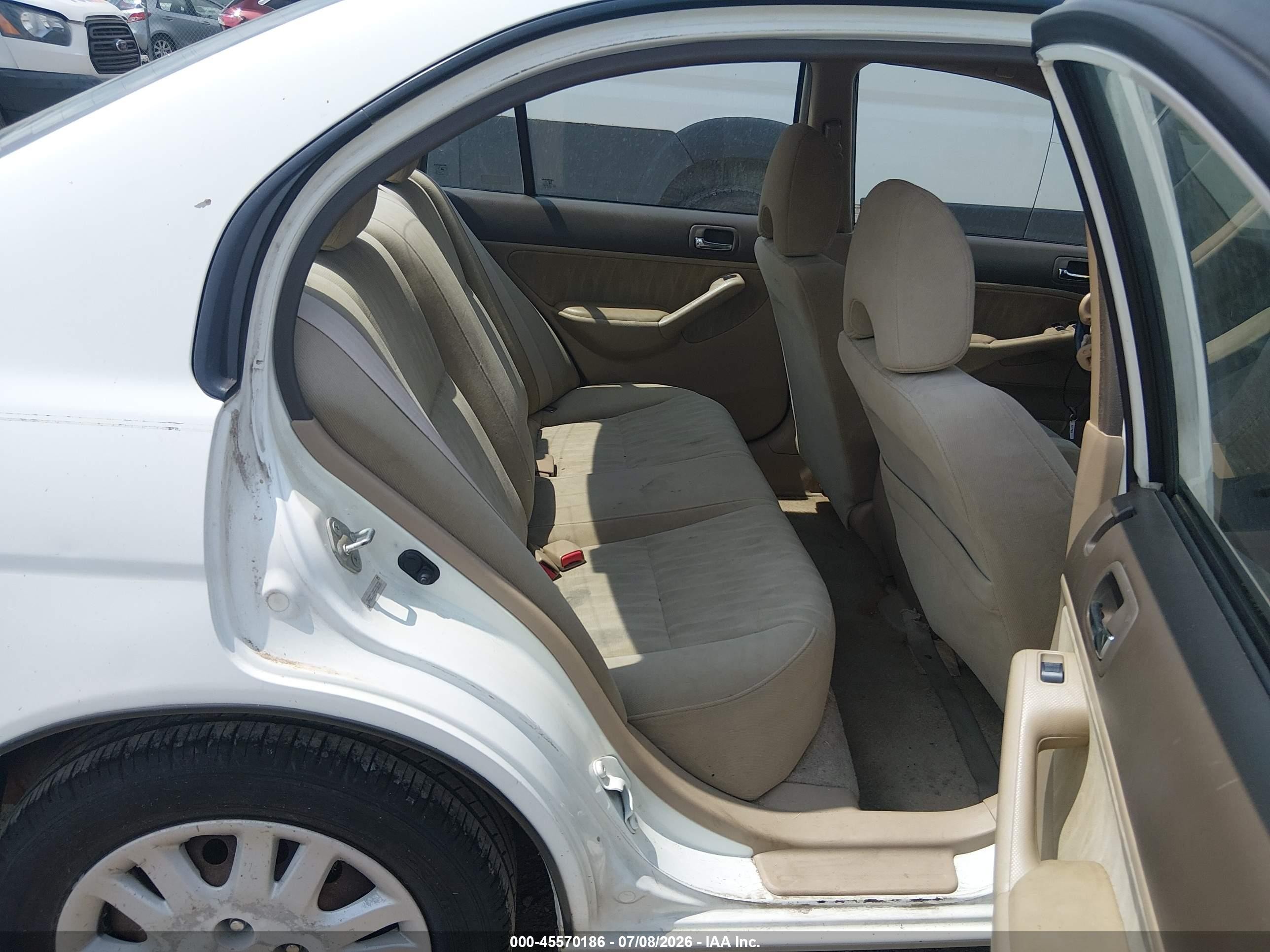 2005 Honda Civic Lx White vin: 2HGES16595H586551