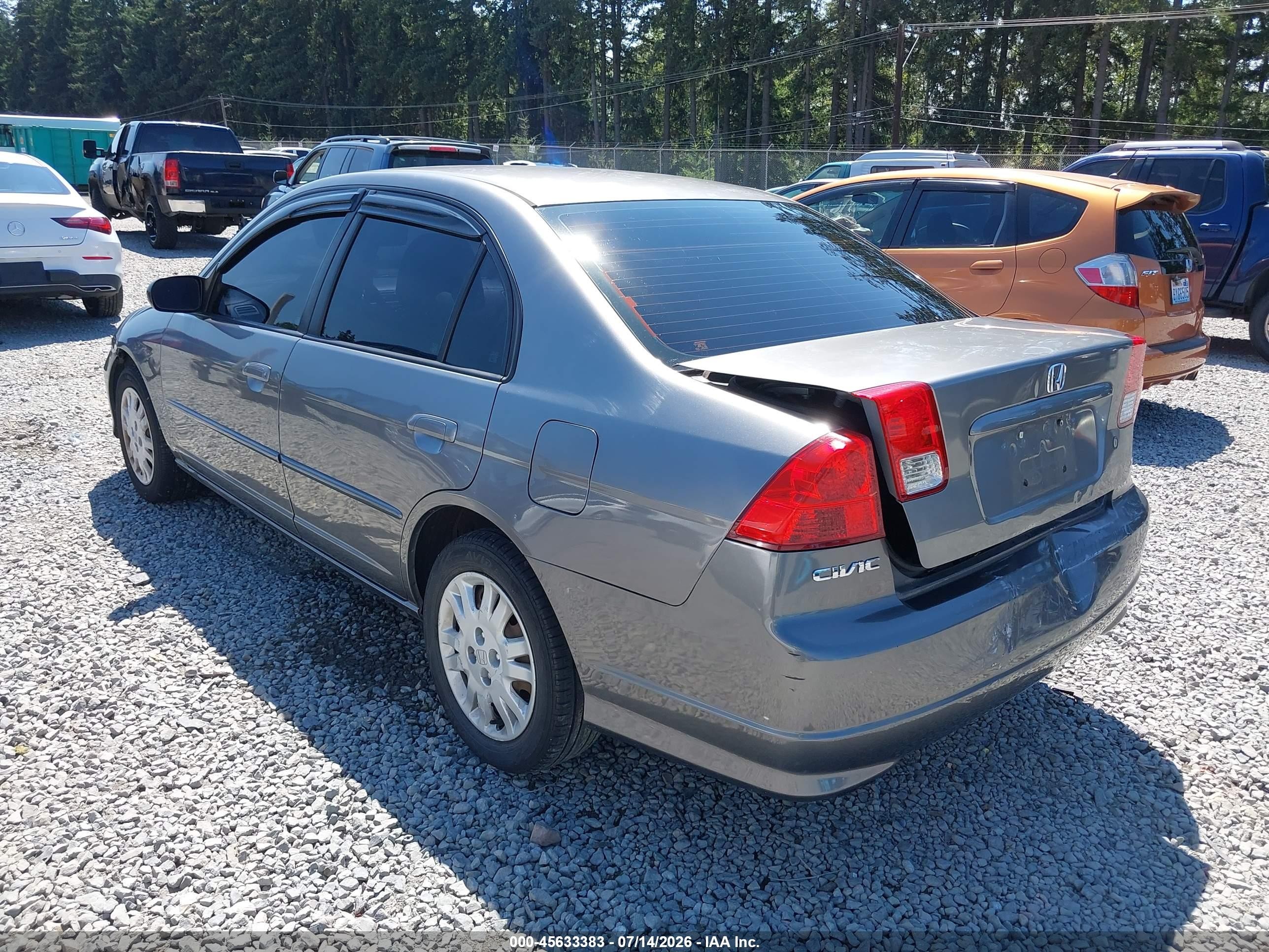 2005 Honda Civic Lx Gray vin: 2HGES16595H600643