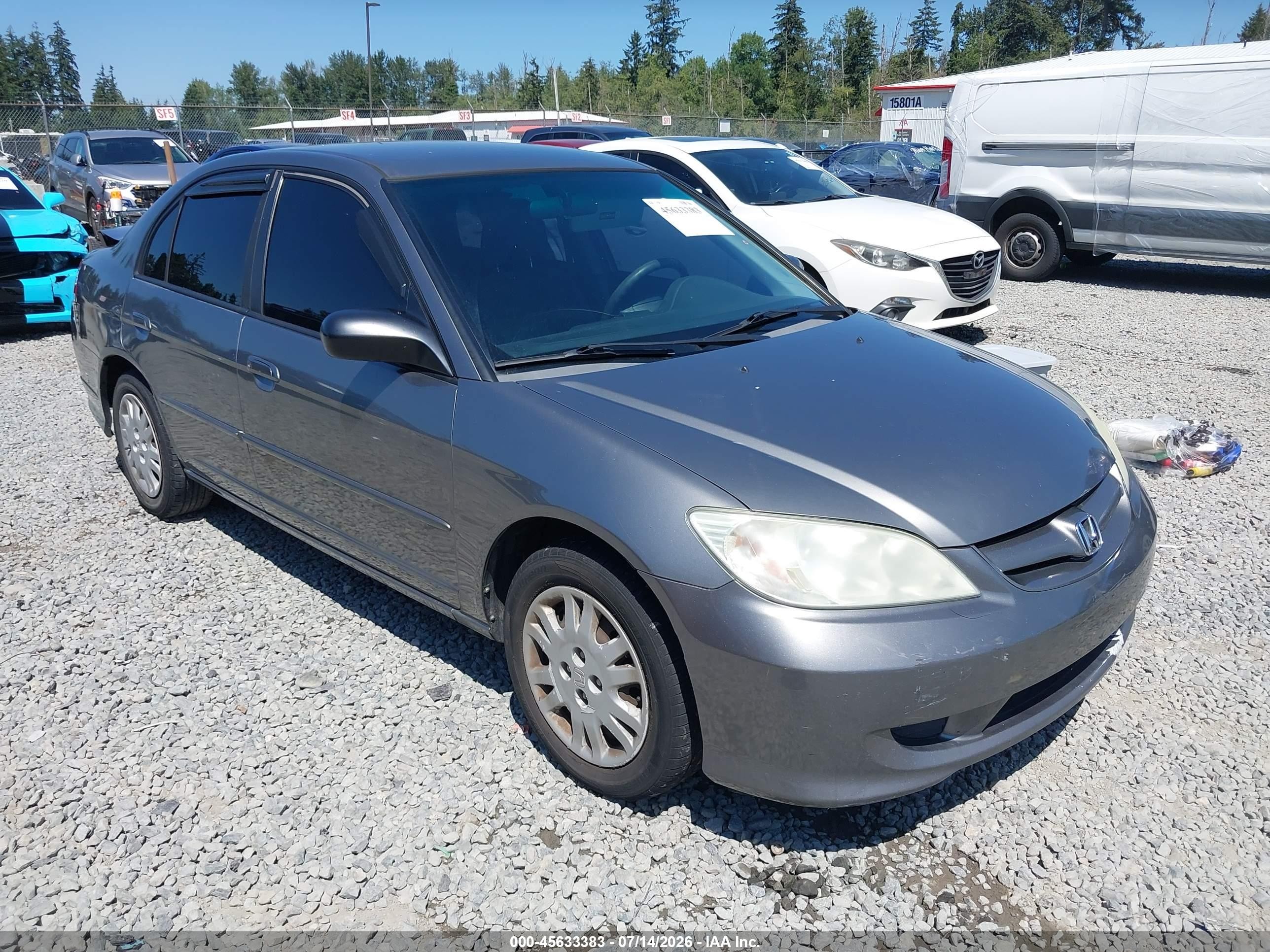 2005 Honda Civic Lx Gray vin: 2HGES16595H600643