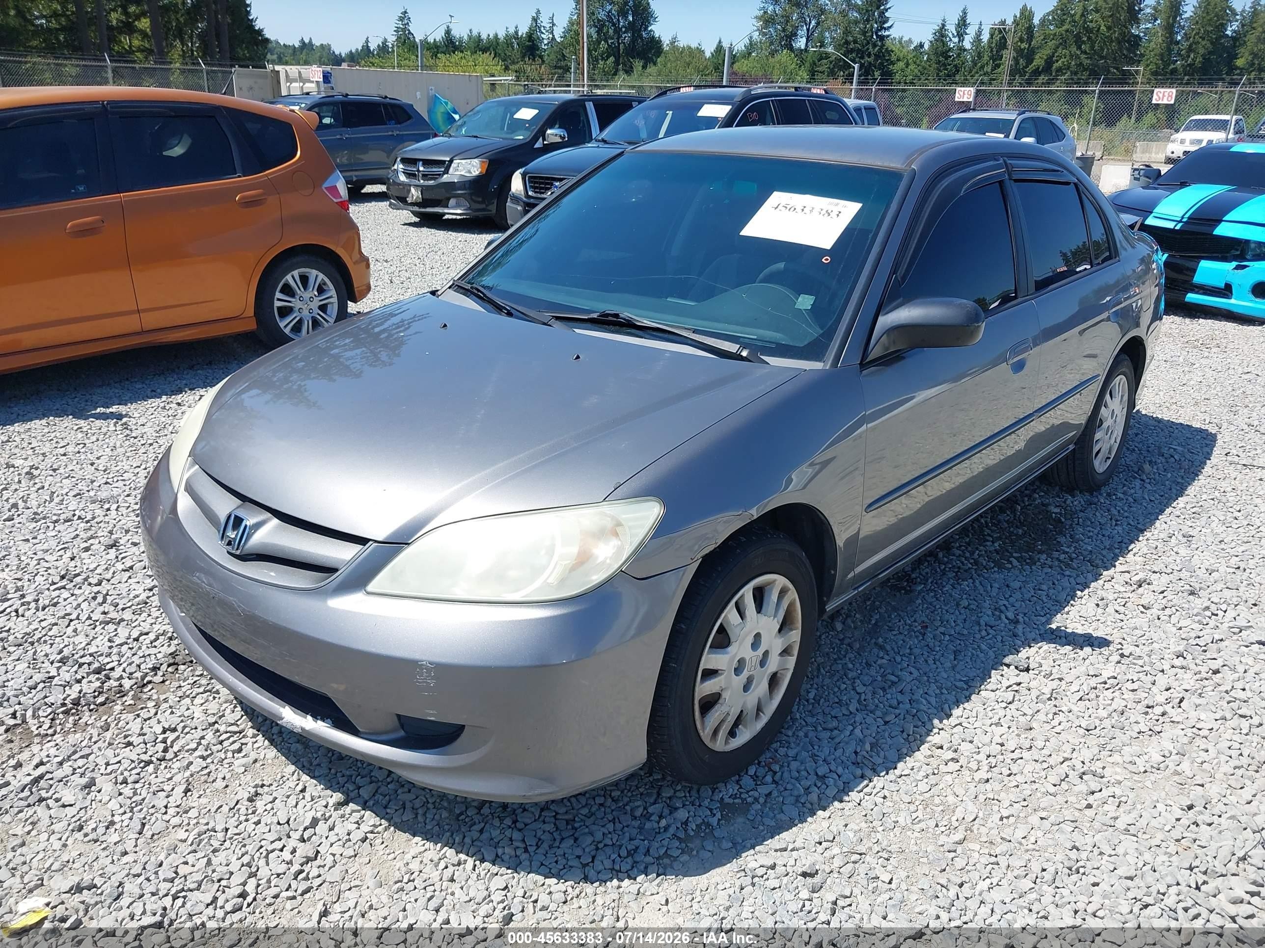 2005 Honda Civic Lx Gray vin: 2HGES16595H600643