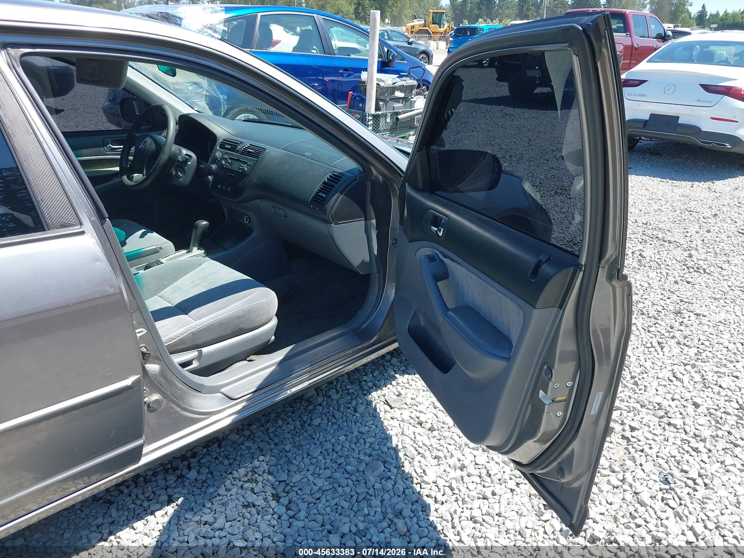 2005 Honda Civic Lx Gray vin: 2HGES16595H600643