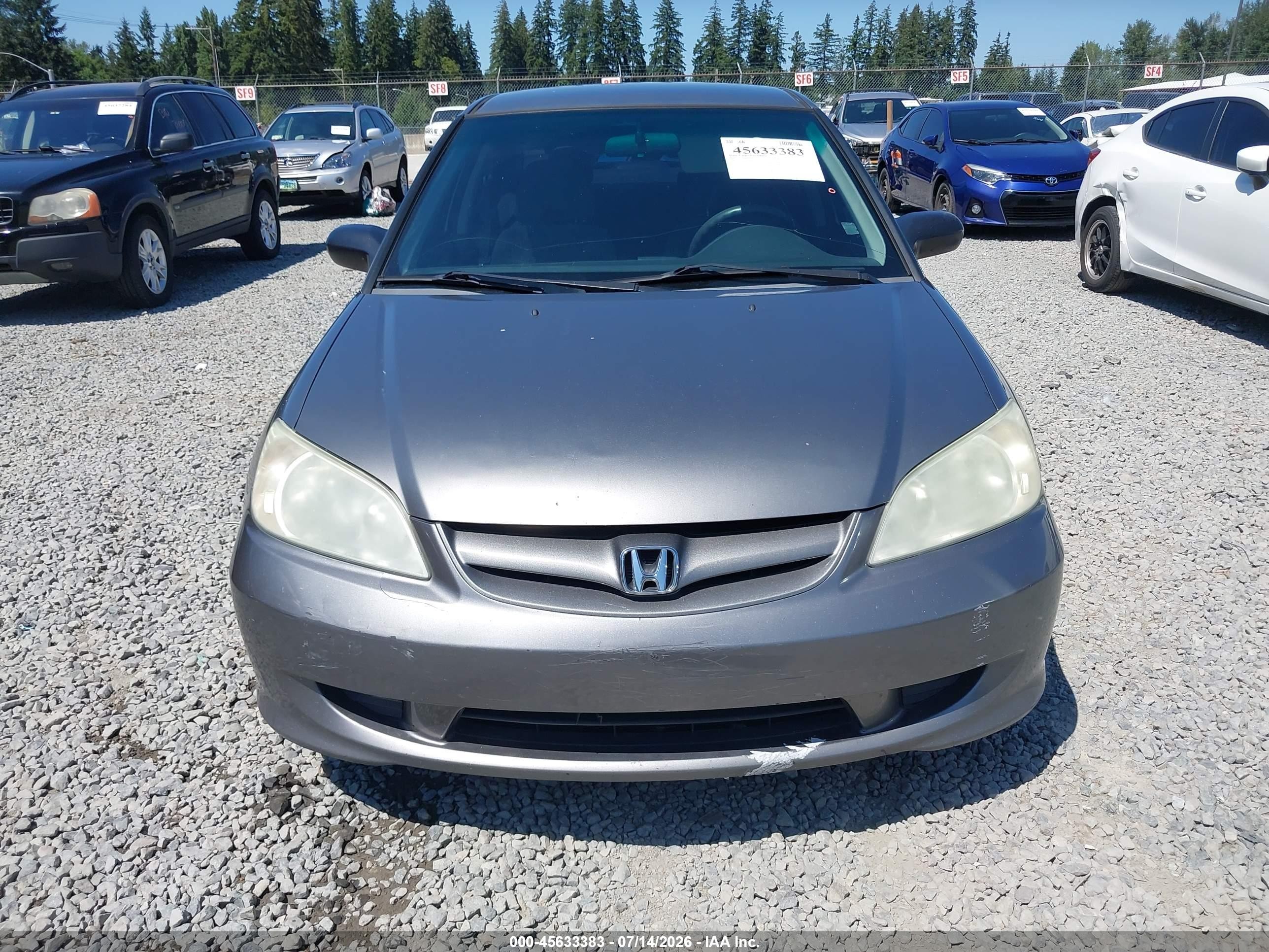 2005 Honda Civic Lx Gray vin: 2HGES16595H600643