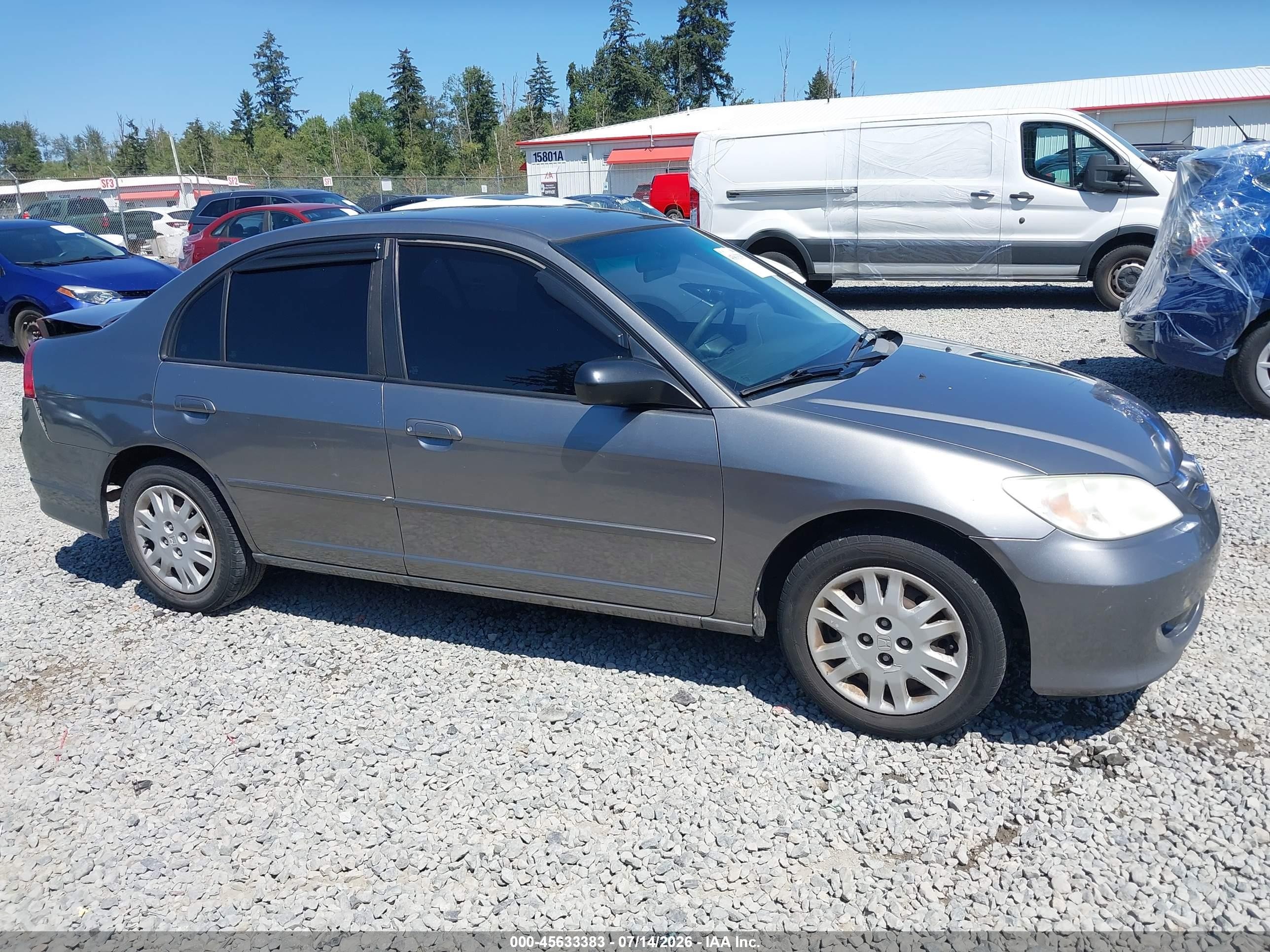 2005 Honda Civic Lx Gray vin: 2HGES16595H600643