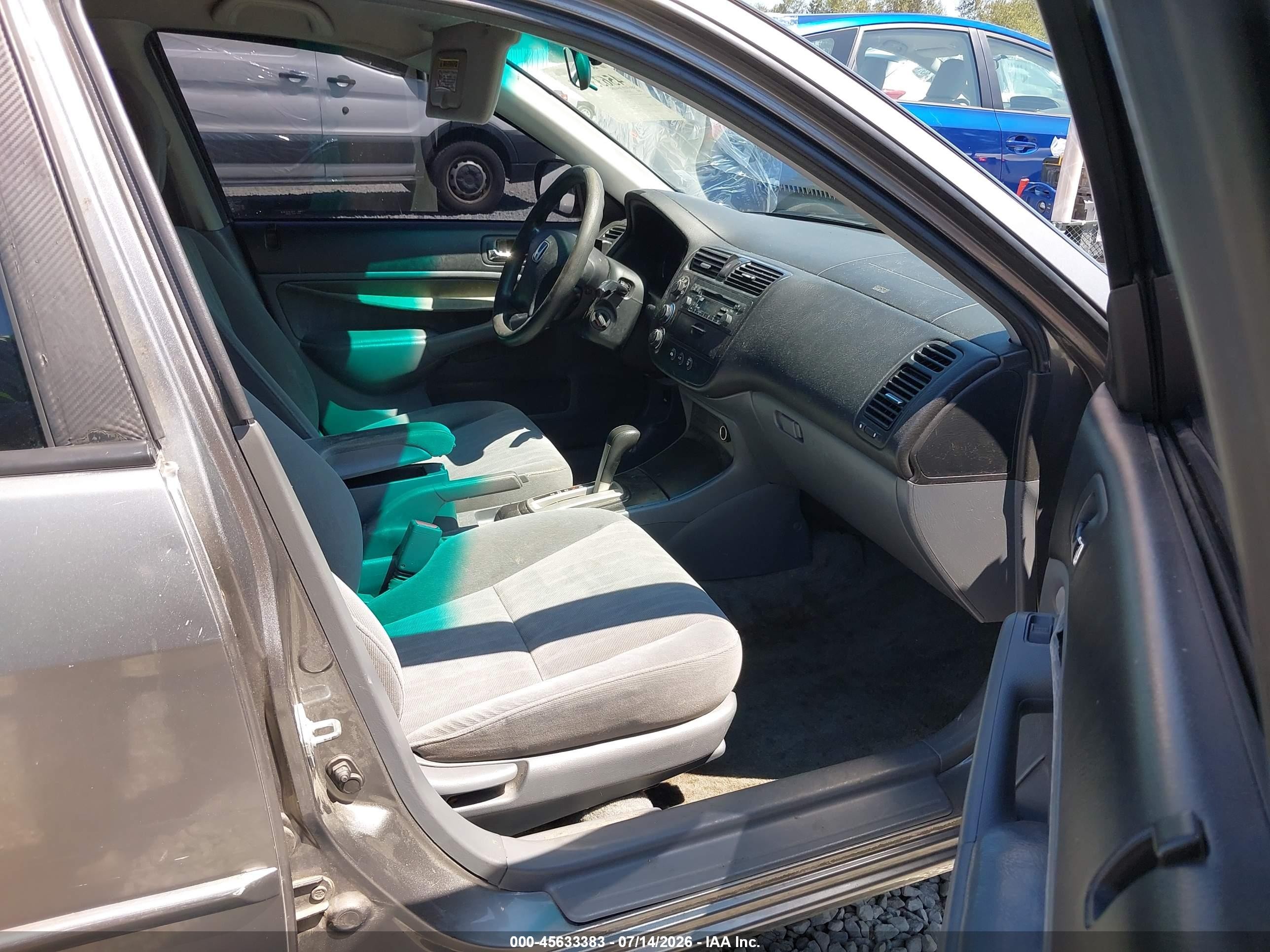 2005 Honda Civic Lx Gray vin: 2HGES16595H600643