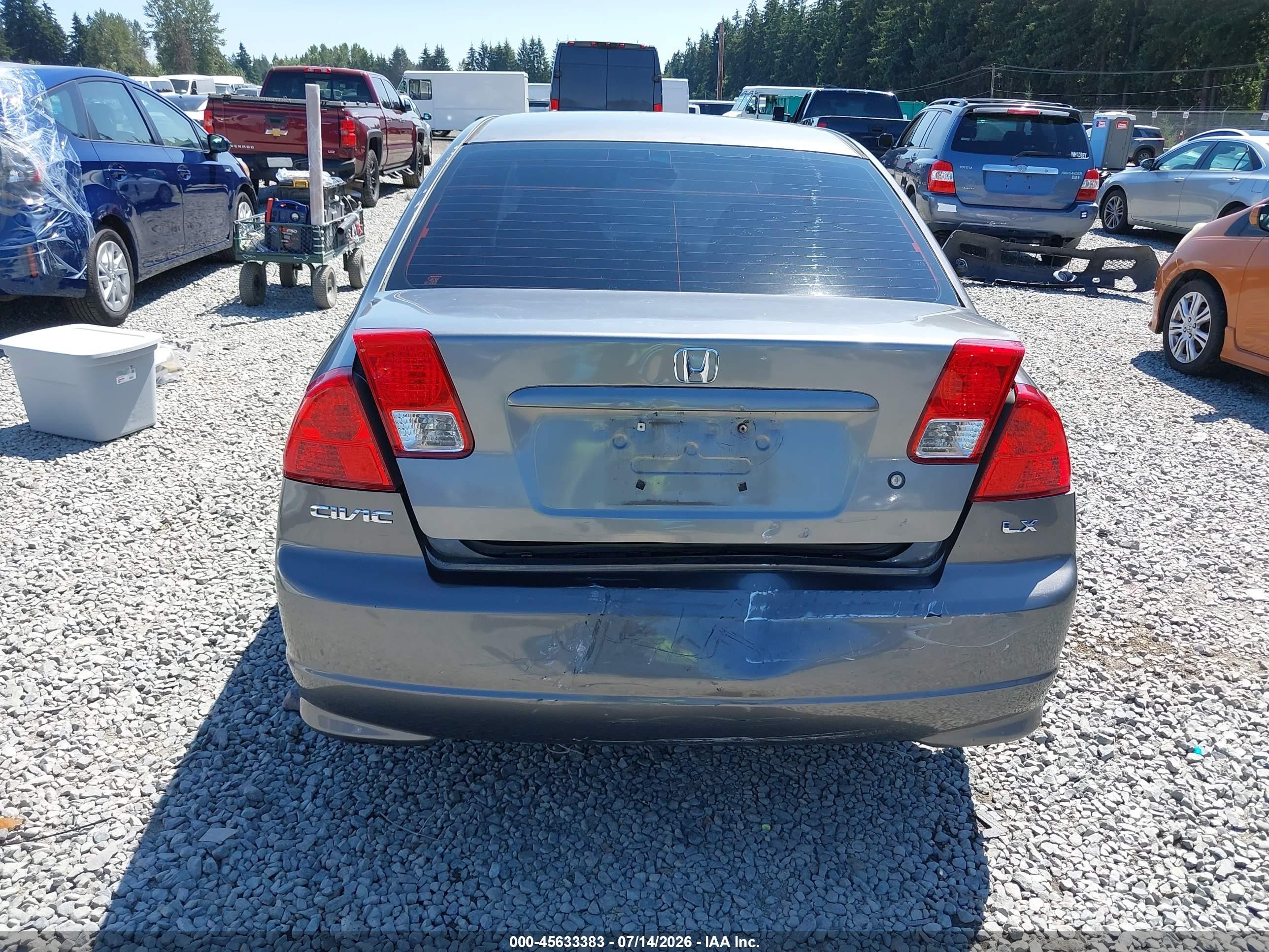 2005 Honda Civic Lx Gray vin: 2HGES16595H600643