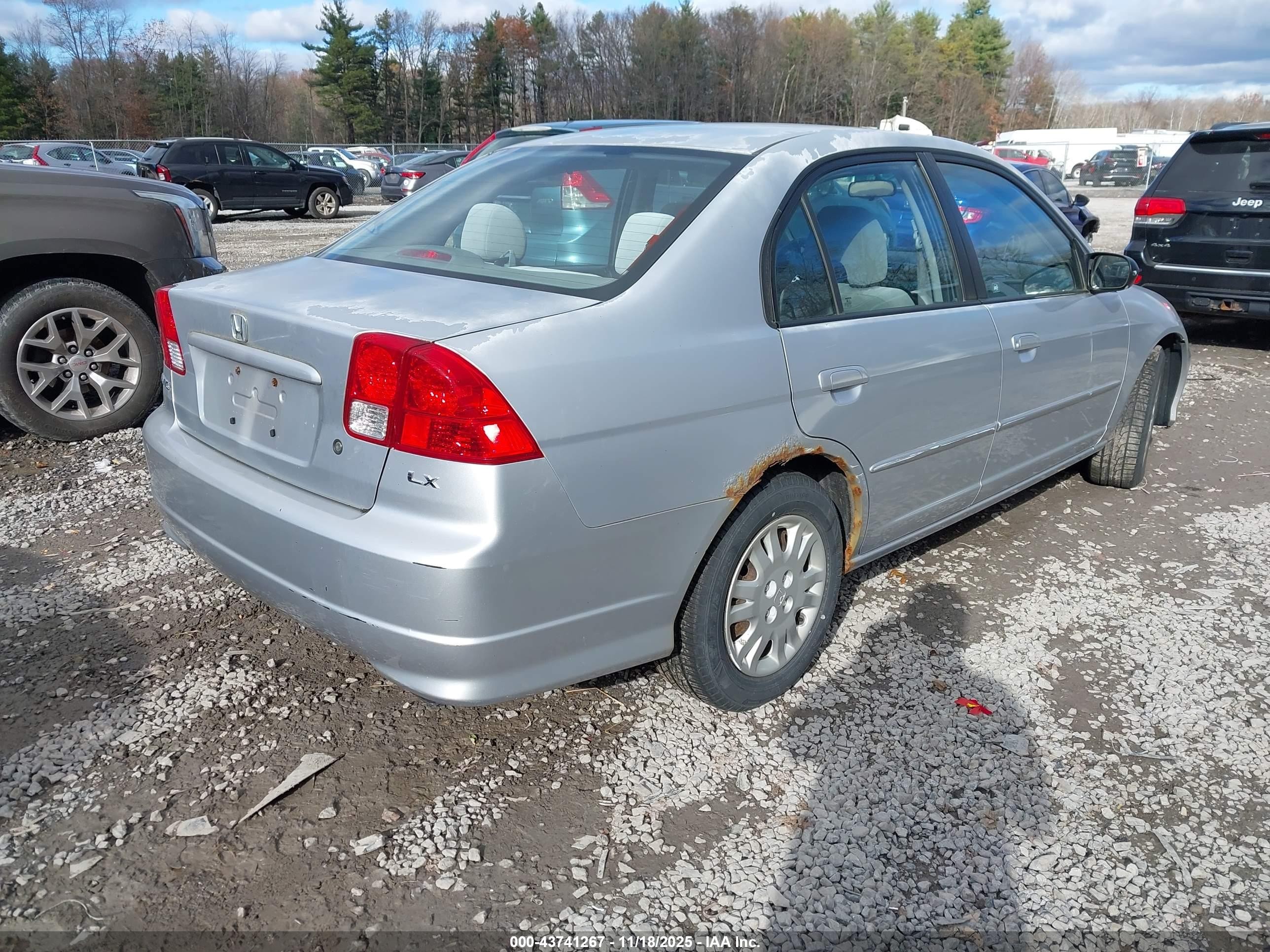2005 Honda Civic Lx Silver vin: 2HGES16595H615241