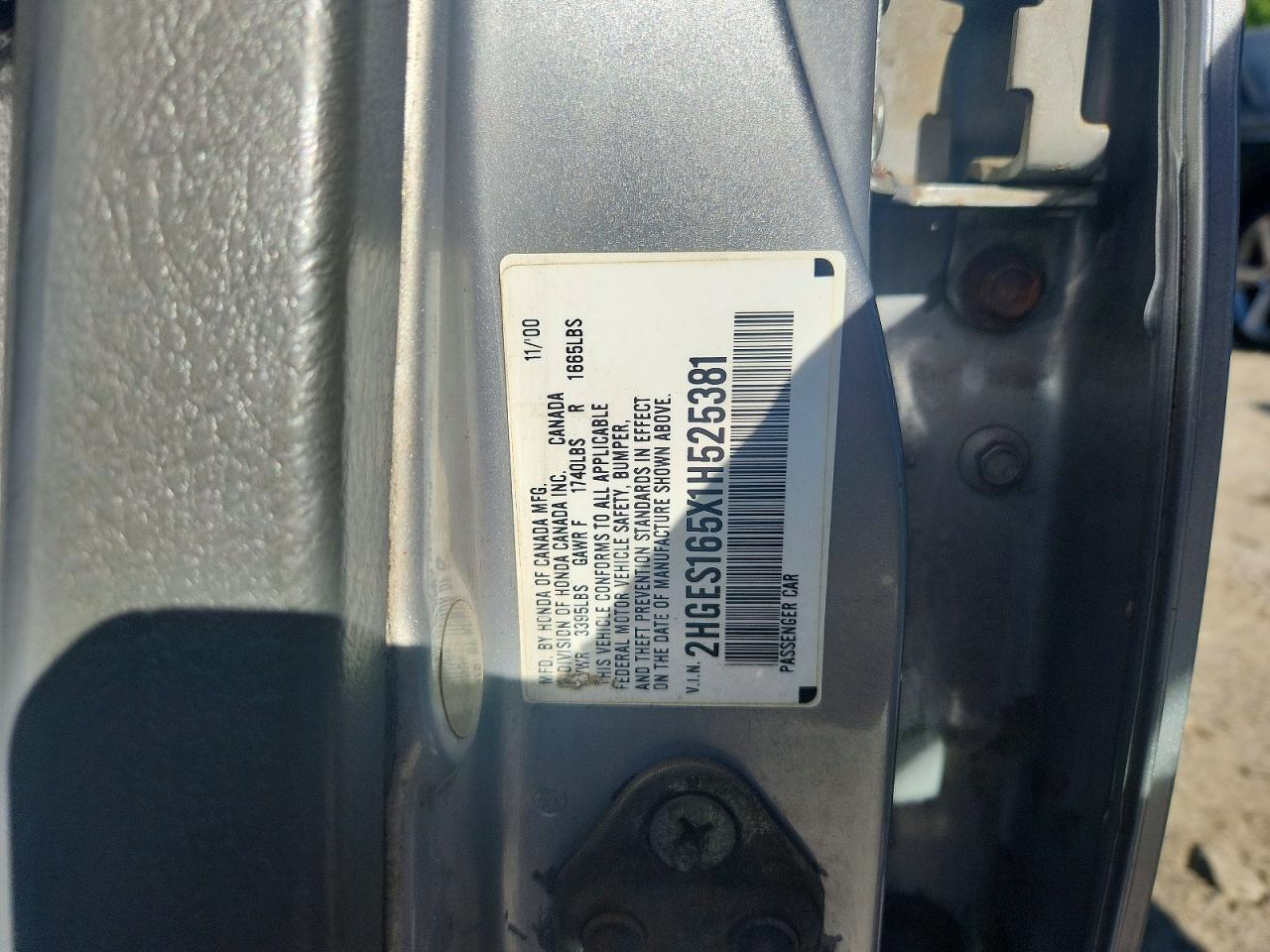 2001 Honda Civic Lx Silver vin: 2HGES165X1H525381