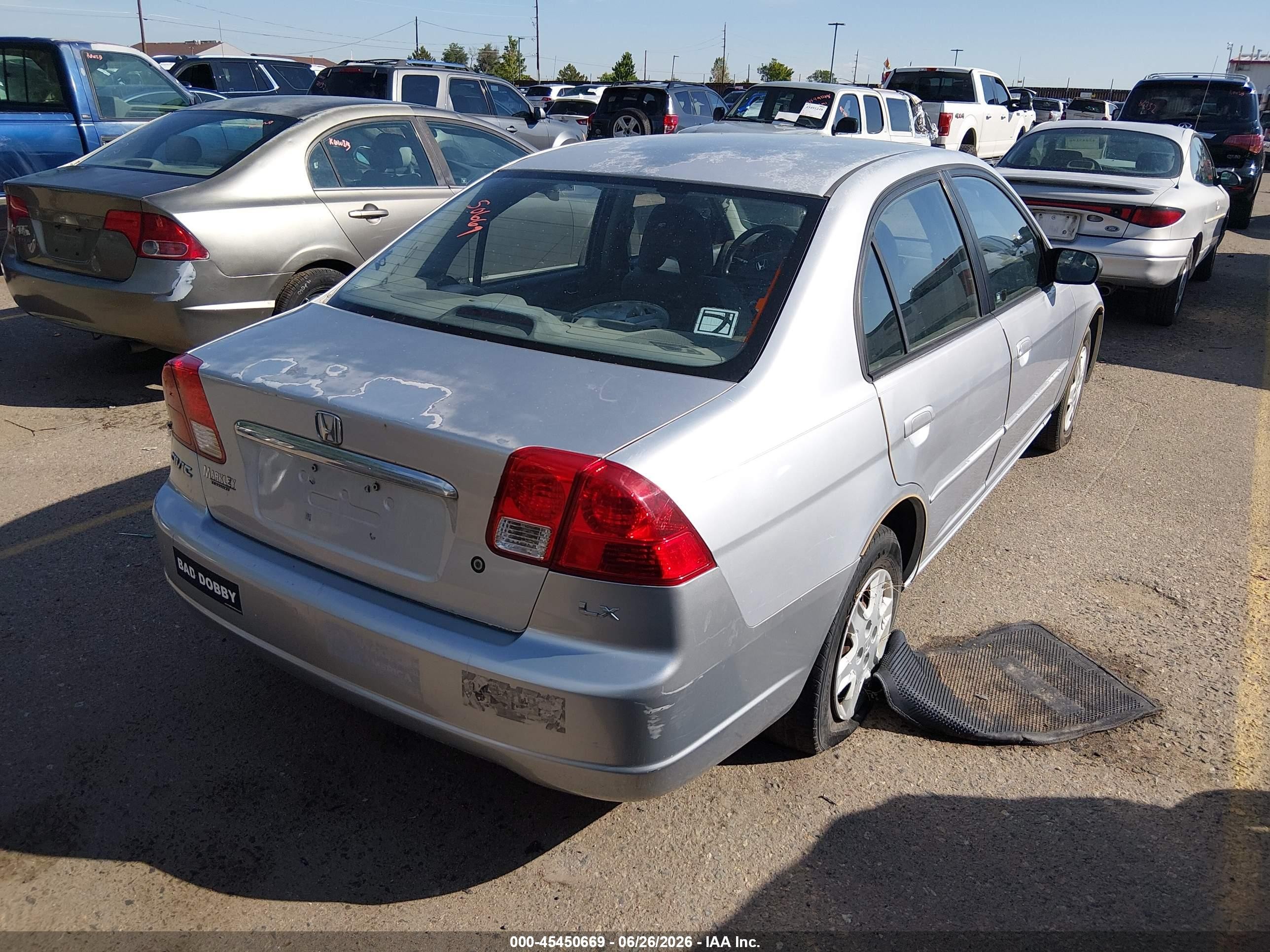 2003 Honda Civic Lx Gray vin: 2HGES165X3H556911