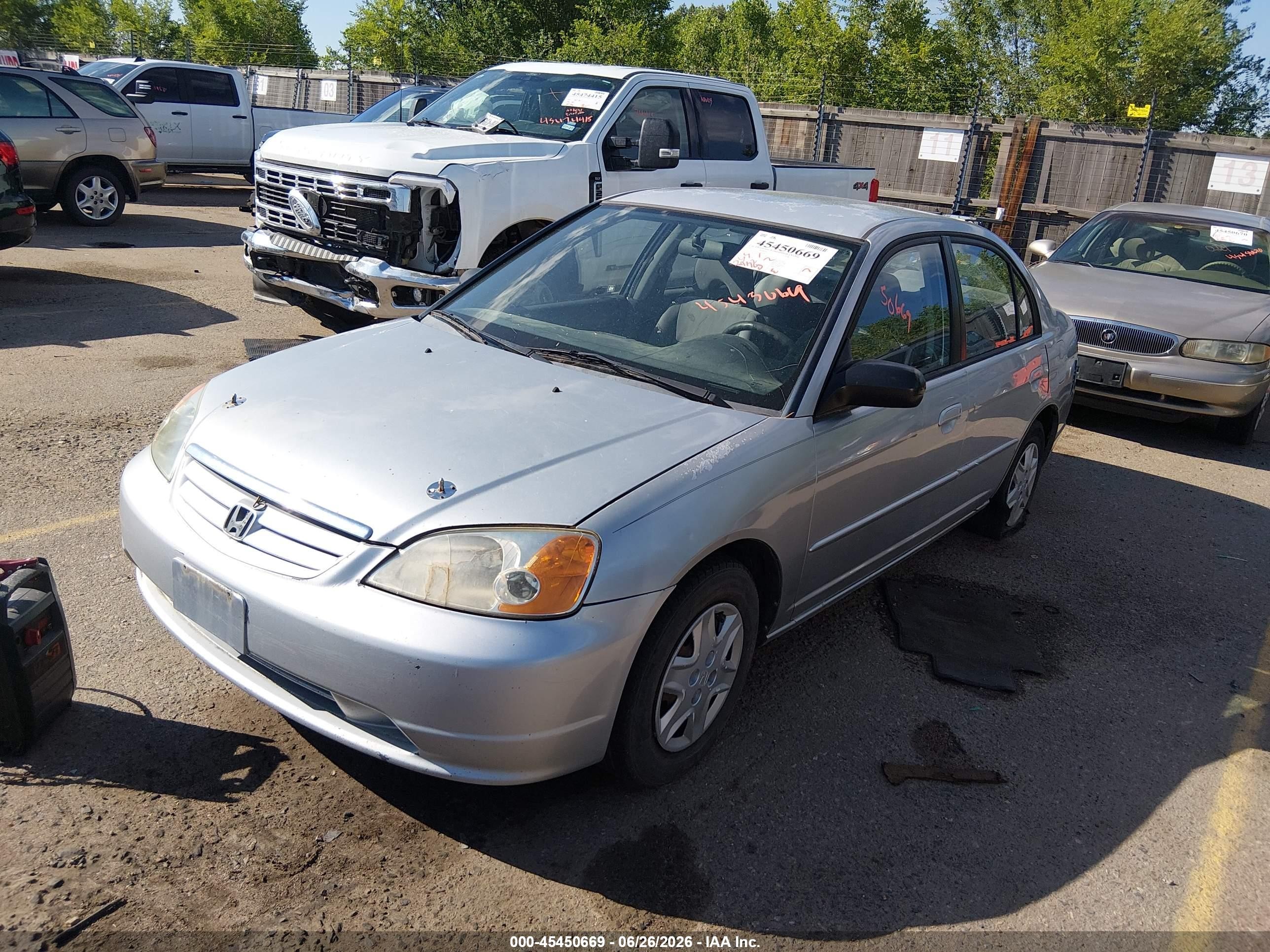 2003 Honda Civic Lx Gray vin: 2HGES165X3H556911