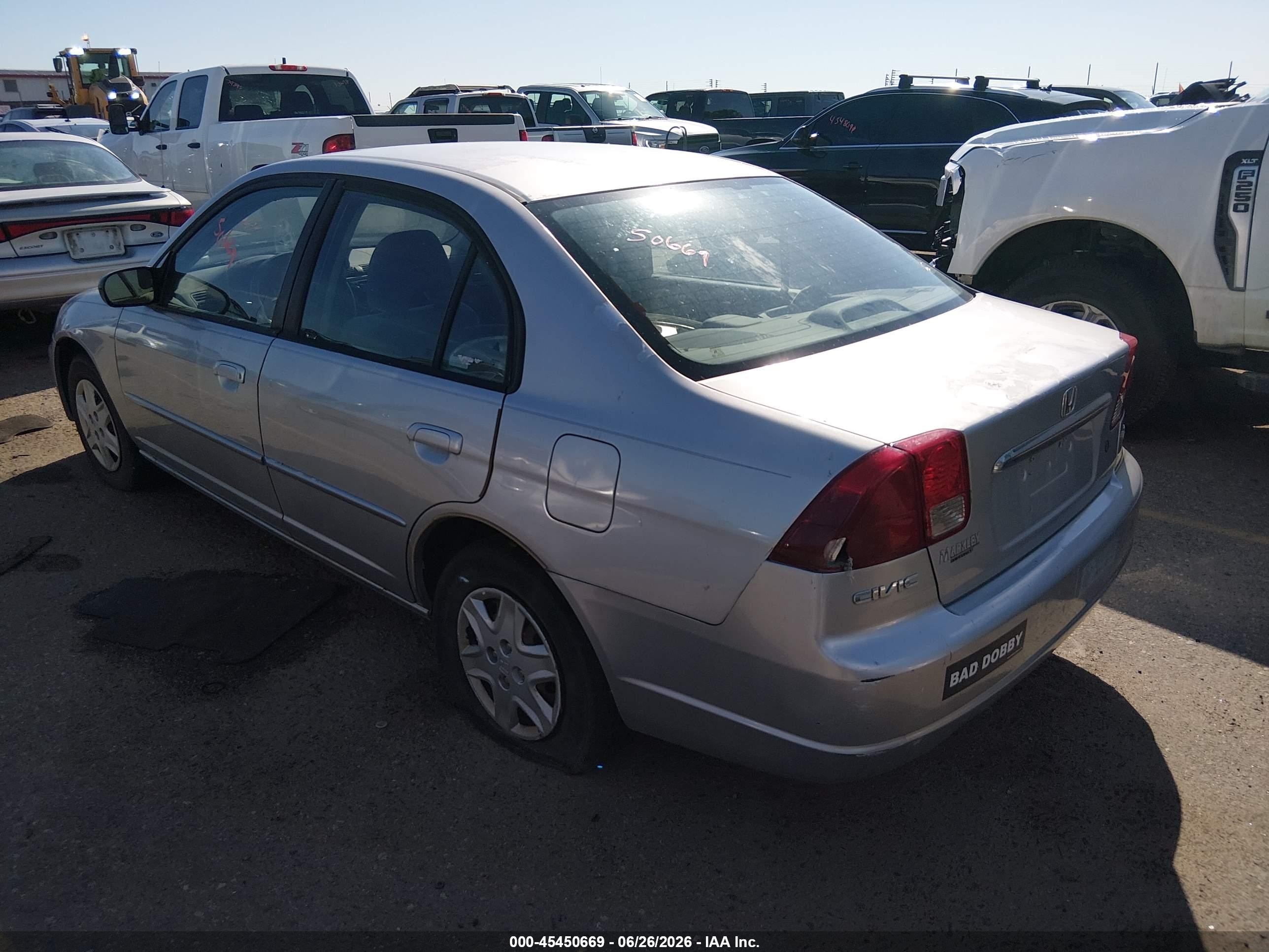 2003 Honda Civic Lx Gray vin: 2HGES165X3H556911
