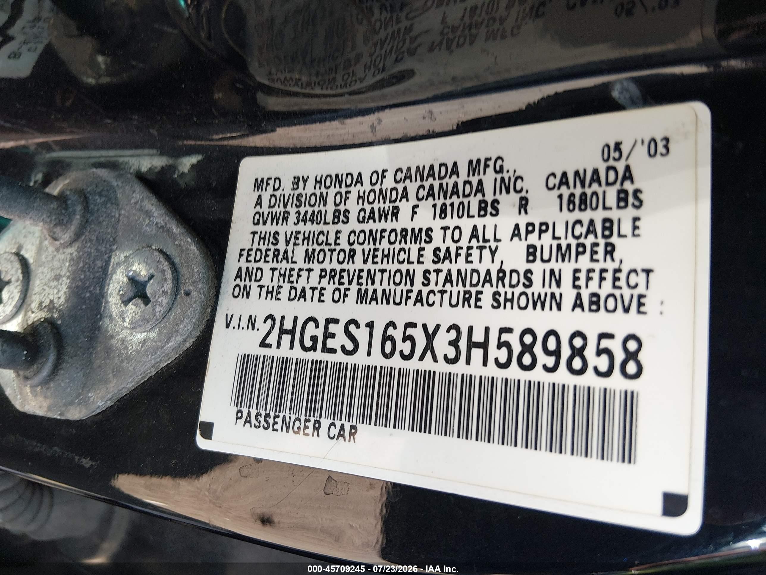 2003 Honda Civic Lx Black vin: 2HGES165X3H589858