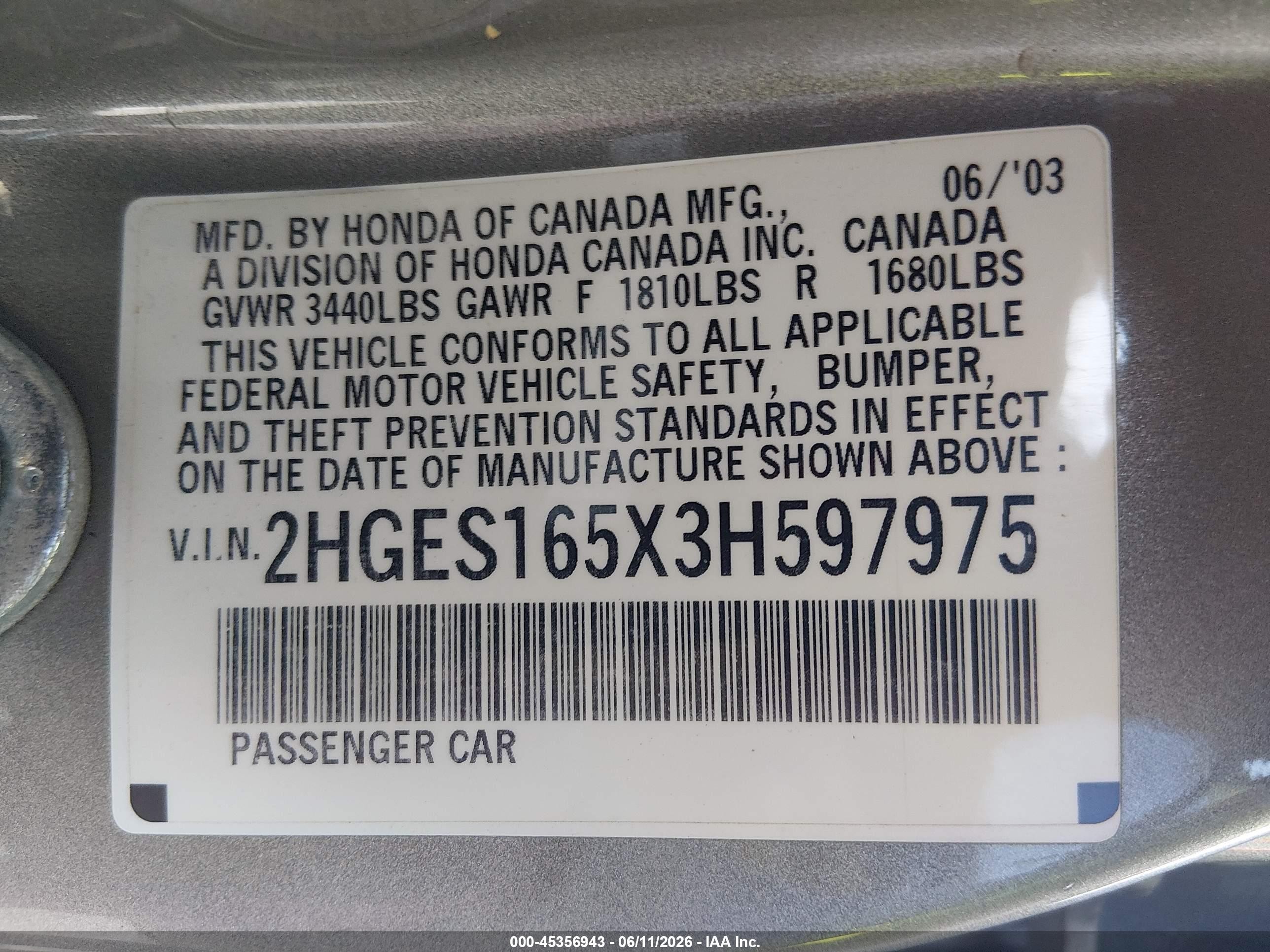 2003 Honda Civic Lx Silver vin: 2HGES165X3H597975