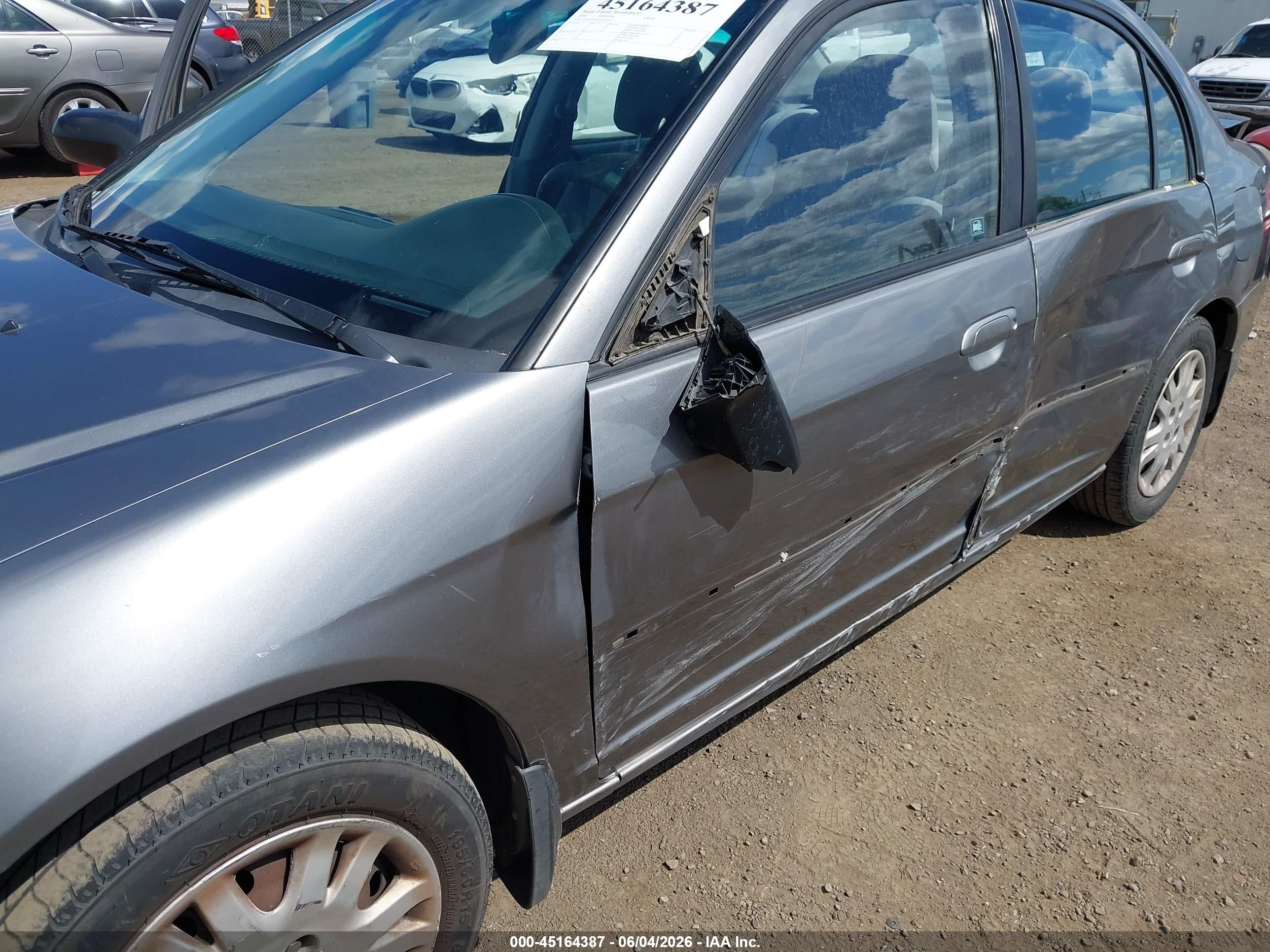 2004 Honda Civic Lx Gray vin: 2HGES165X4H565643