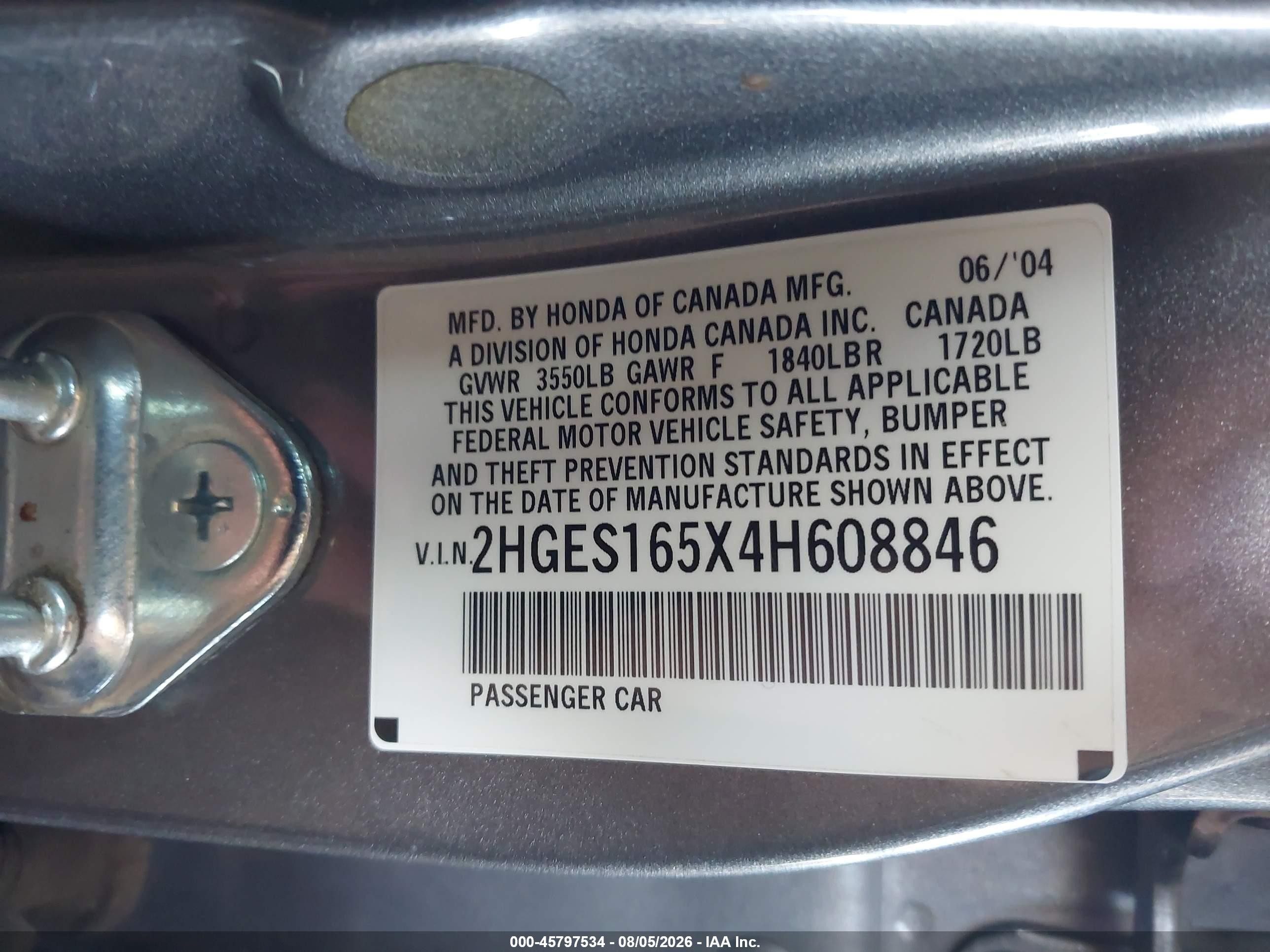 2004 Honda Civic Lx Silver vin: 2HGES165X4H608846
