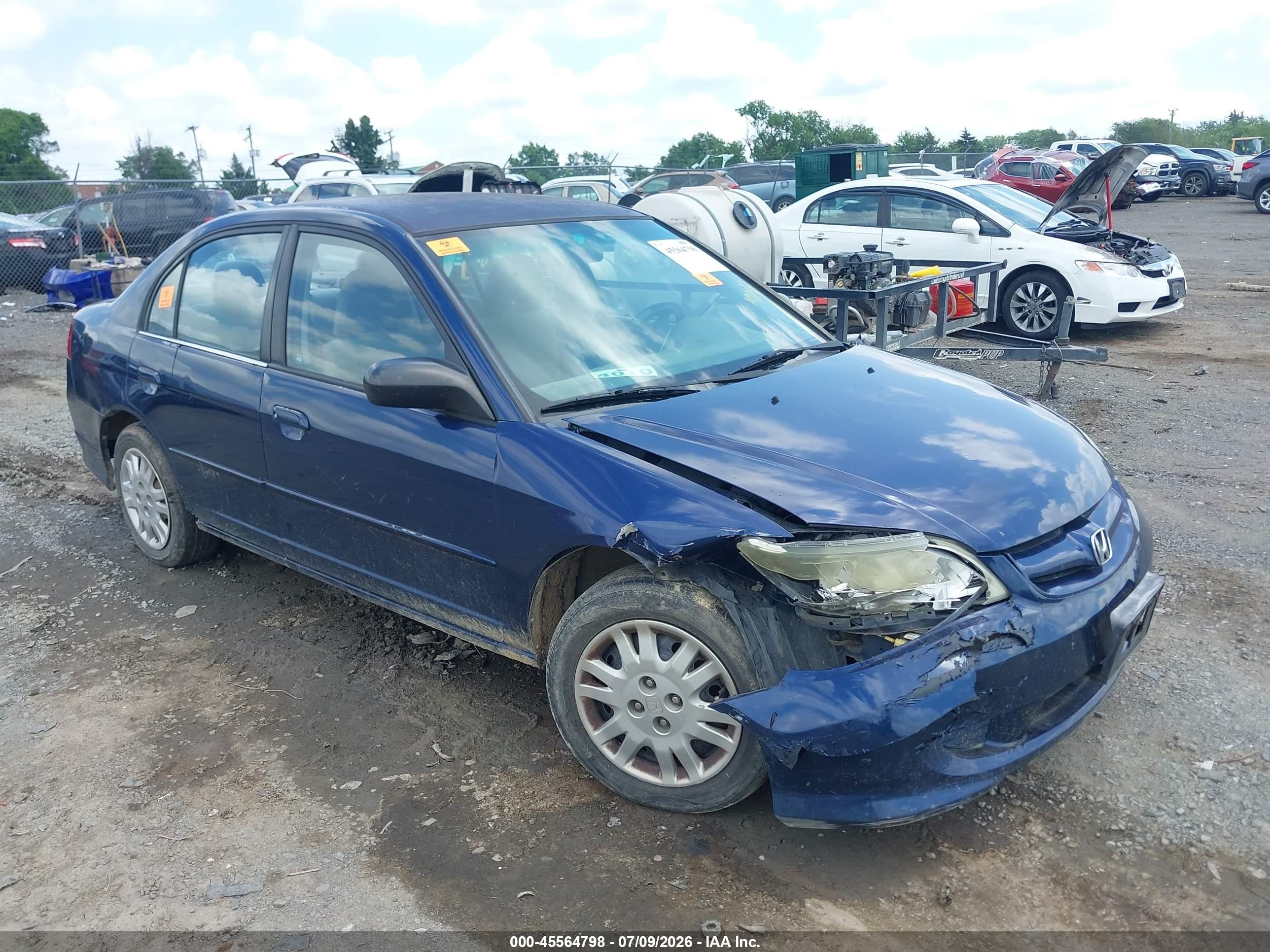 2005 Honda Civic Lx Blue vin: 2HGES165X5H538489