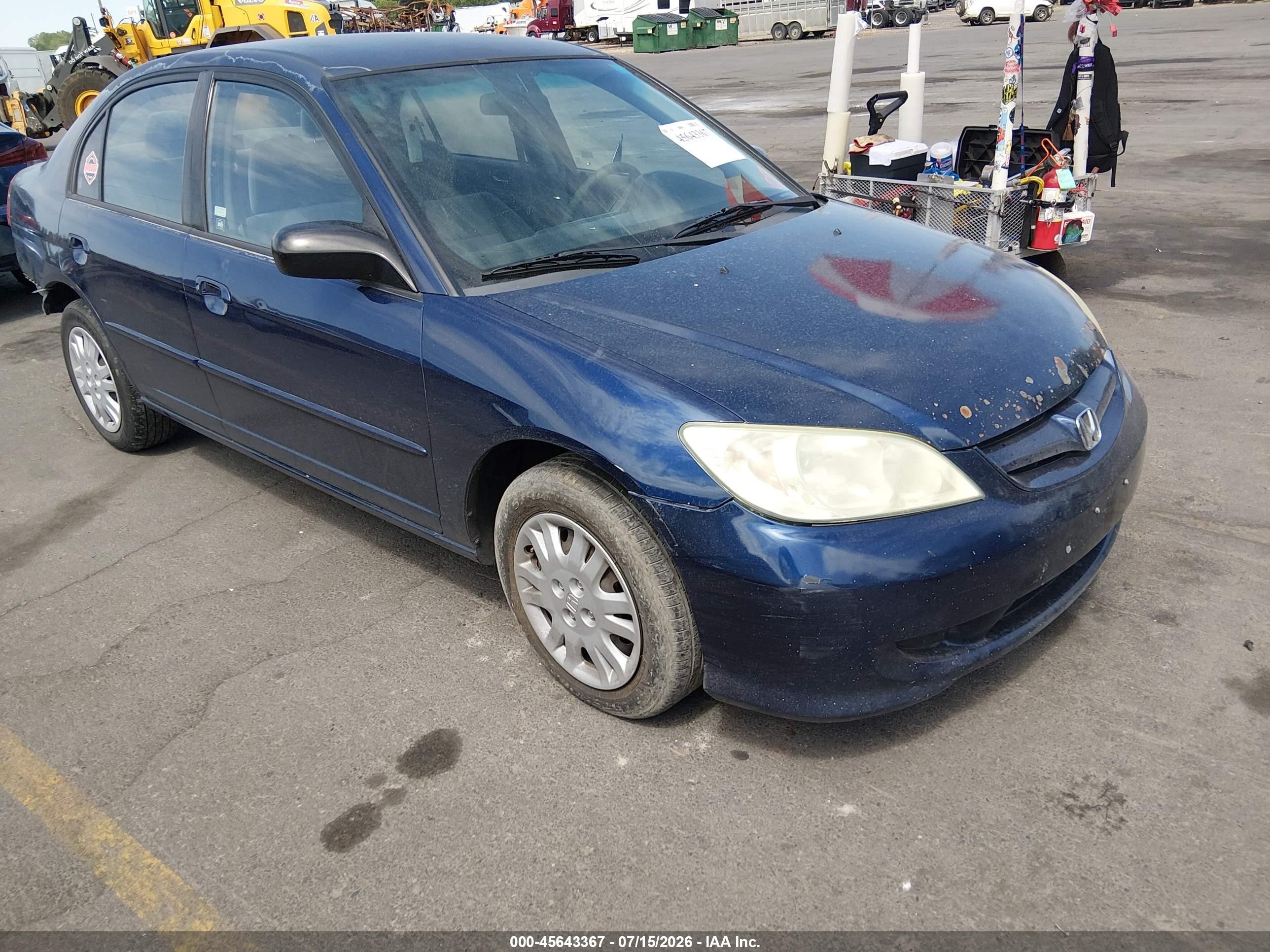 2004 Honda Civic Lx Blue vin: 2HGES16614H530448