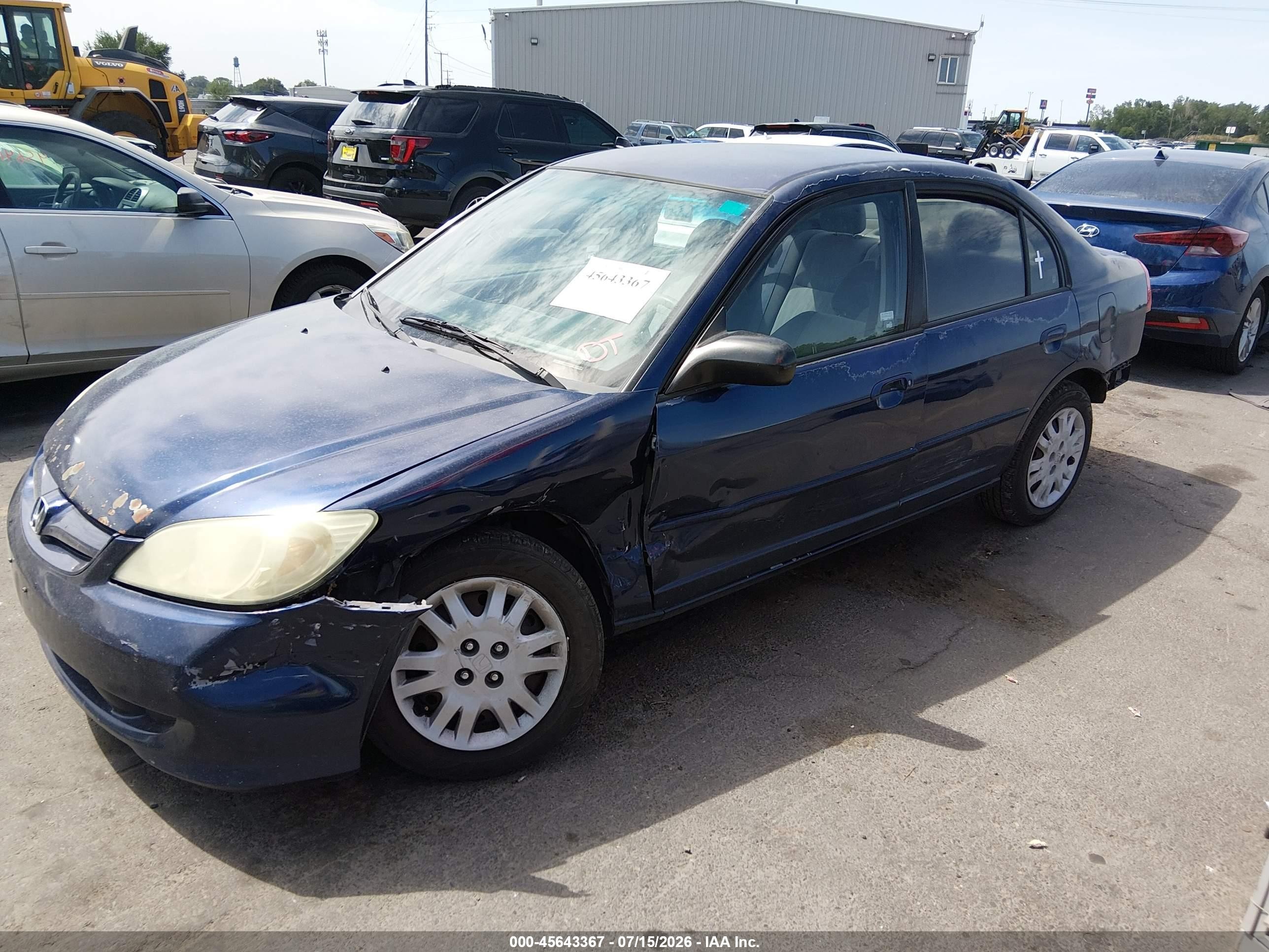 2004 Honda Civic Lx Blue vin: 2HGES16614H530448
