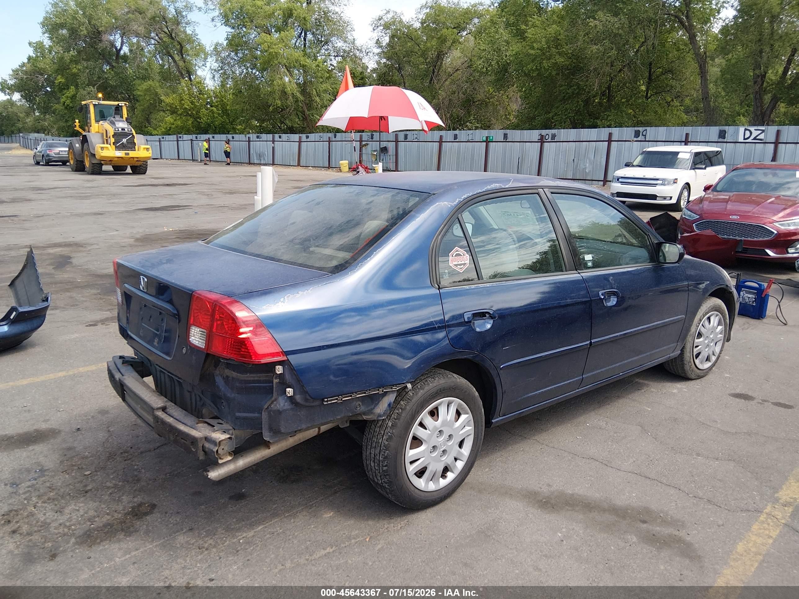 2004 Honda Civic Lx Blue vin: 2HGES16614H530448