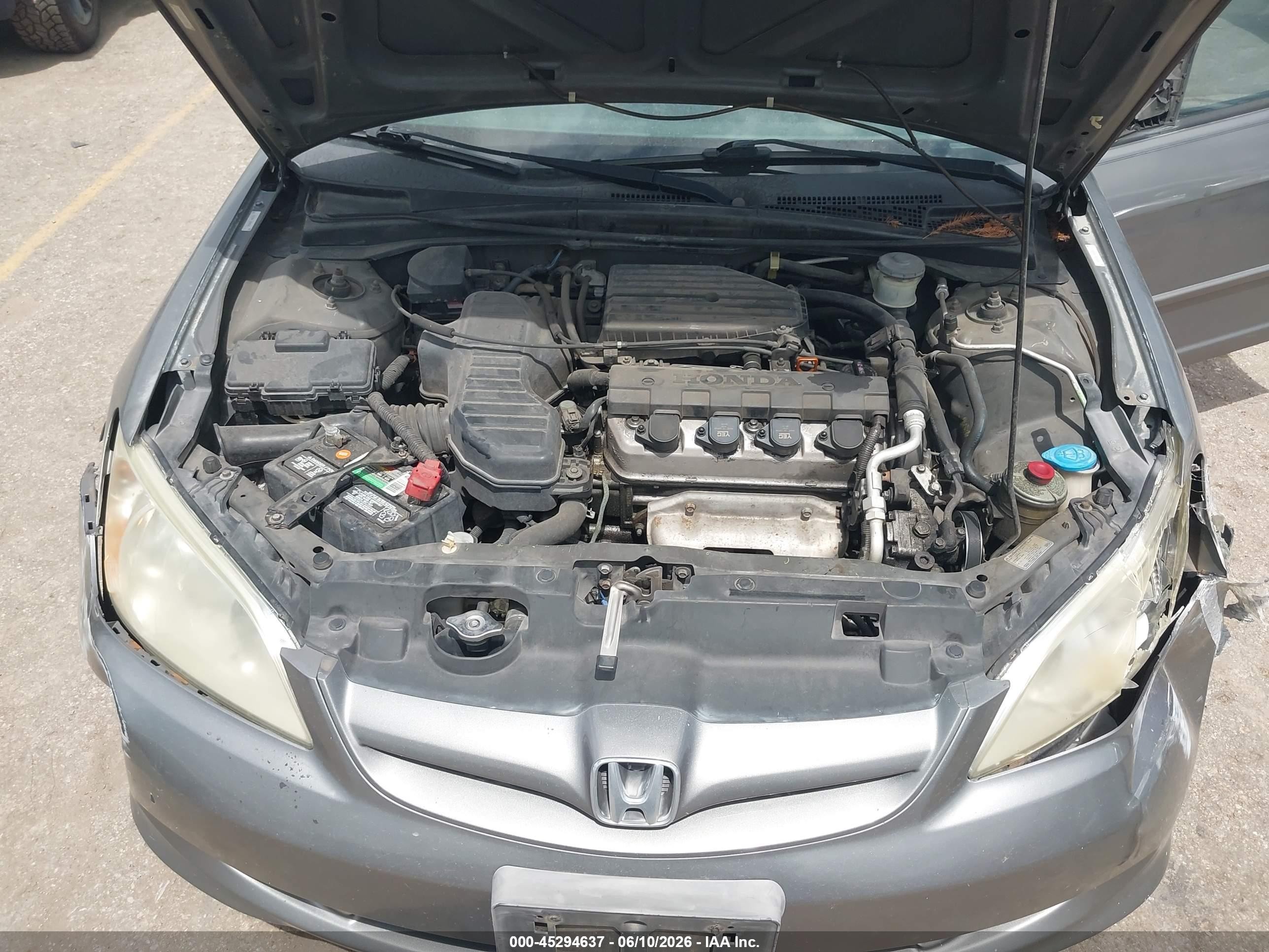 2004 Honda Civic Lx Gray vin: 2HGES16624H641137