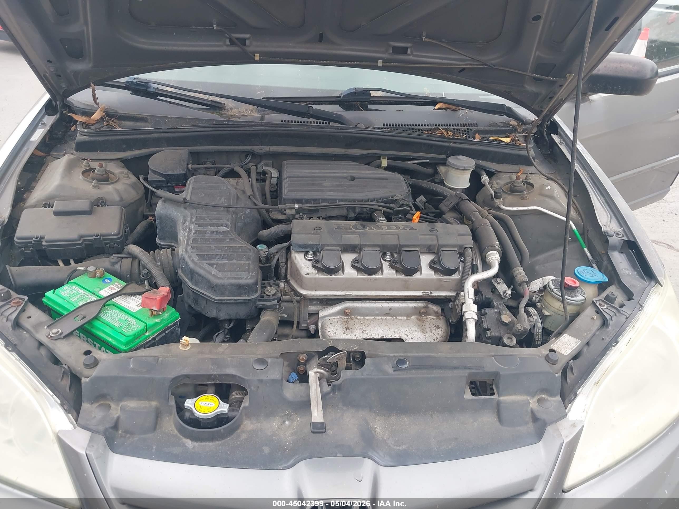 2005 Honda Civic Lx Gray vin: 2HGES16645H629203