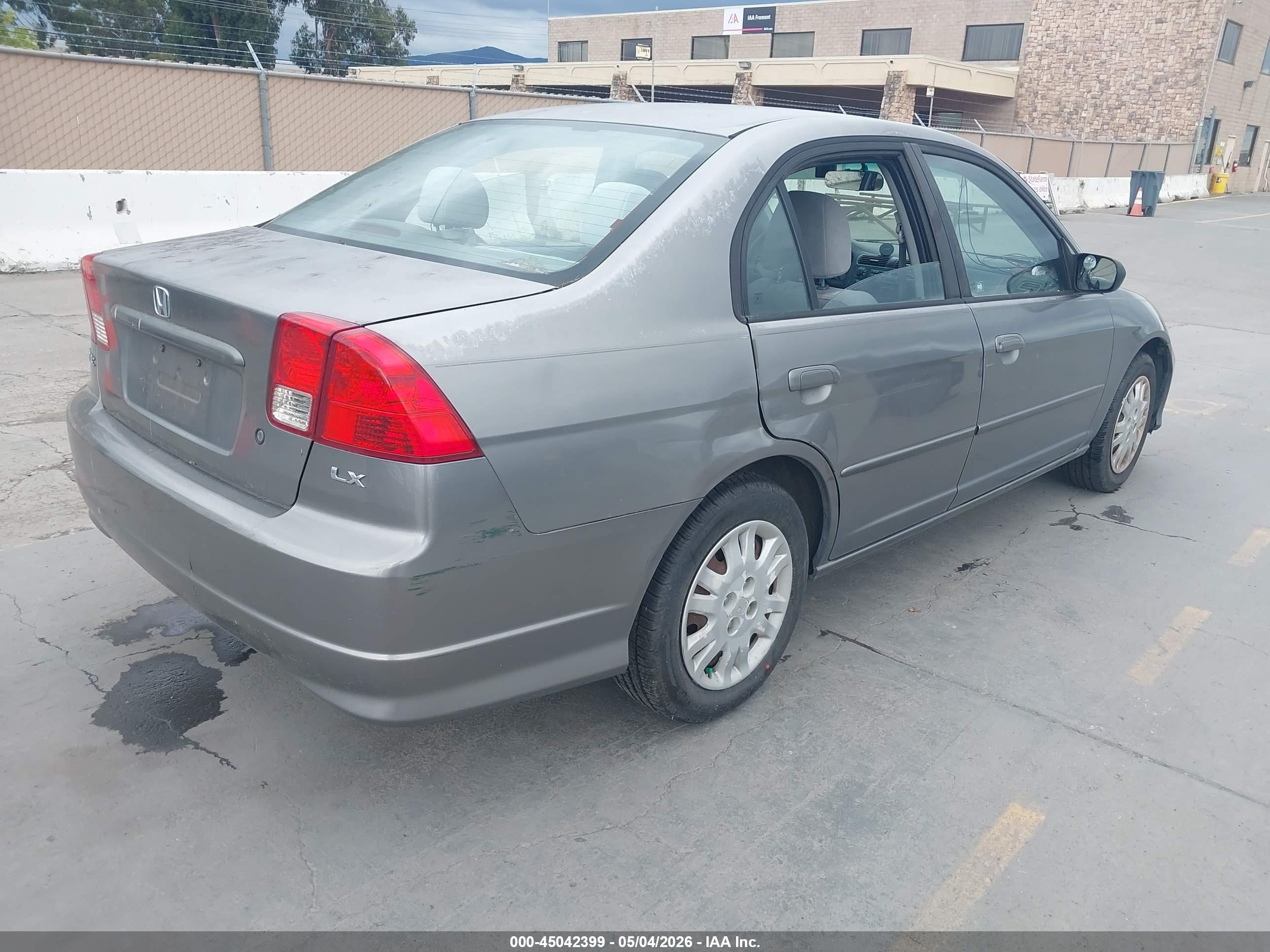 2005 Honda Civic Lx Gray vin: 2HGES16645H629203