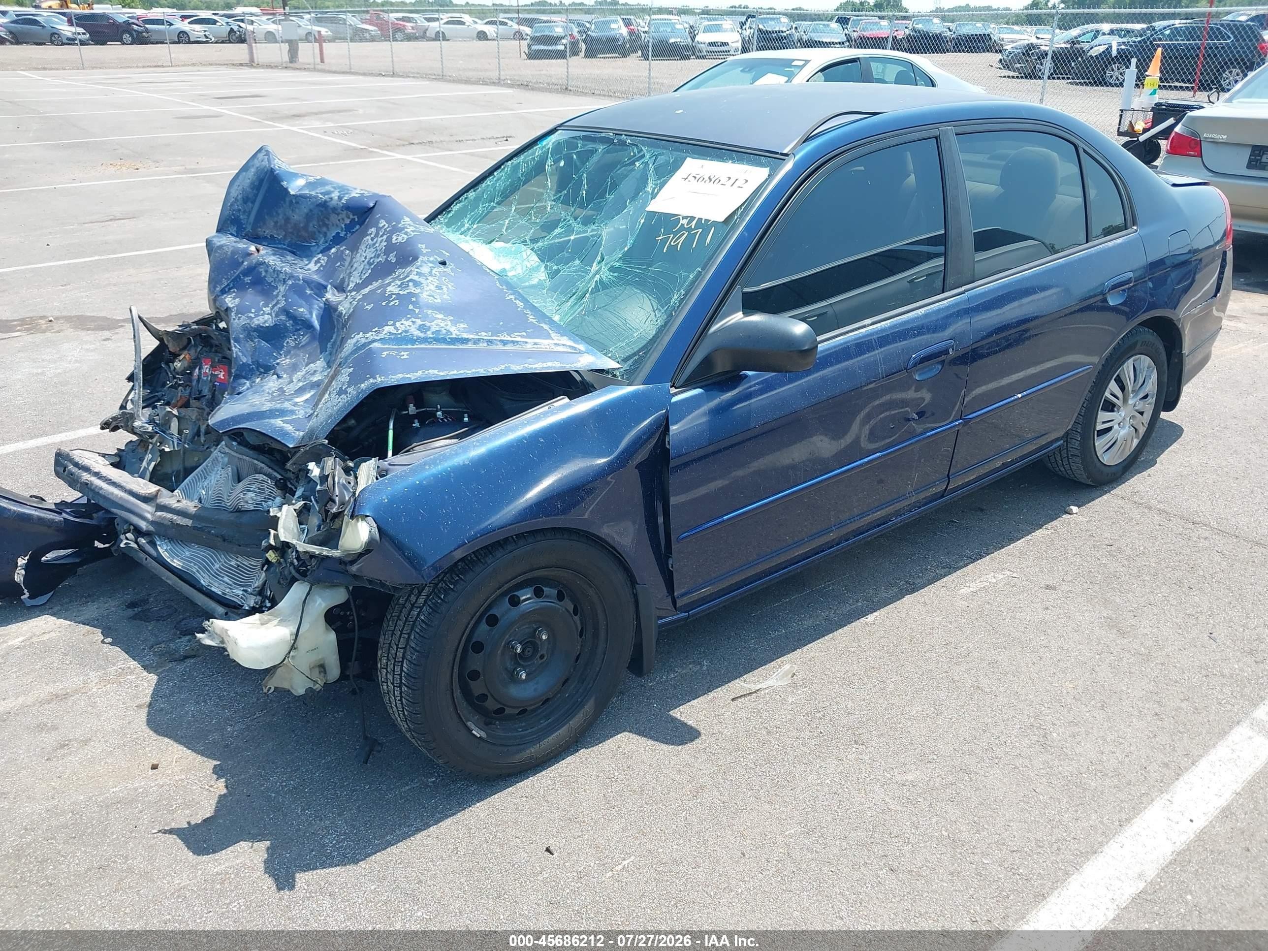 2004 Honda Civic Lx Blue vin: 2HGES16664H517971