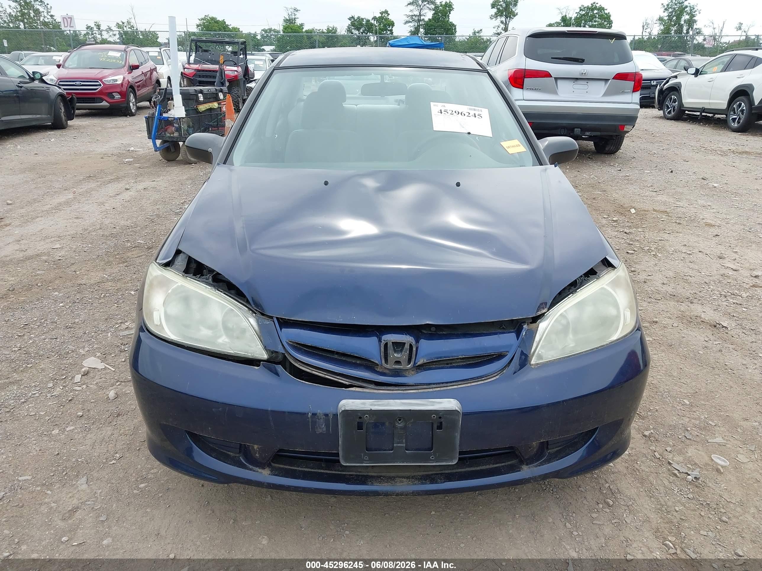 2005 Honda Civic Lx Dark Blue vin: 2HGES16665H595359