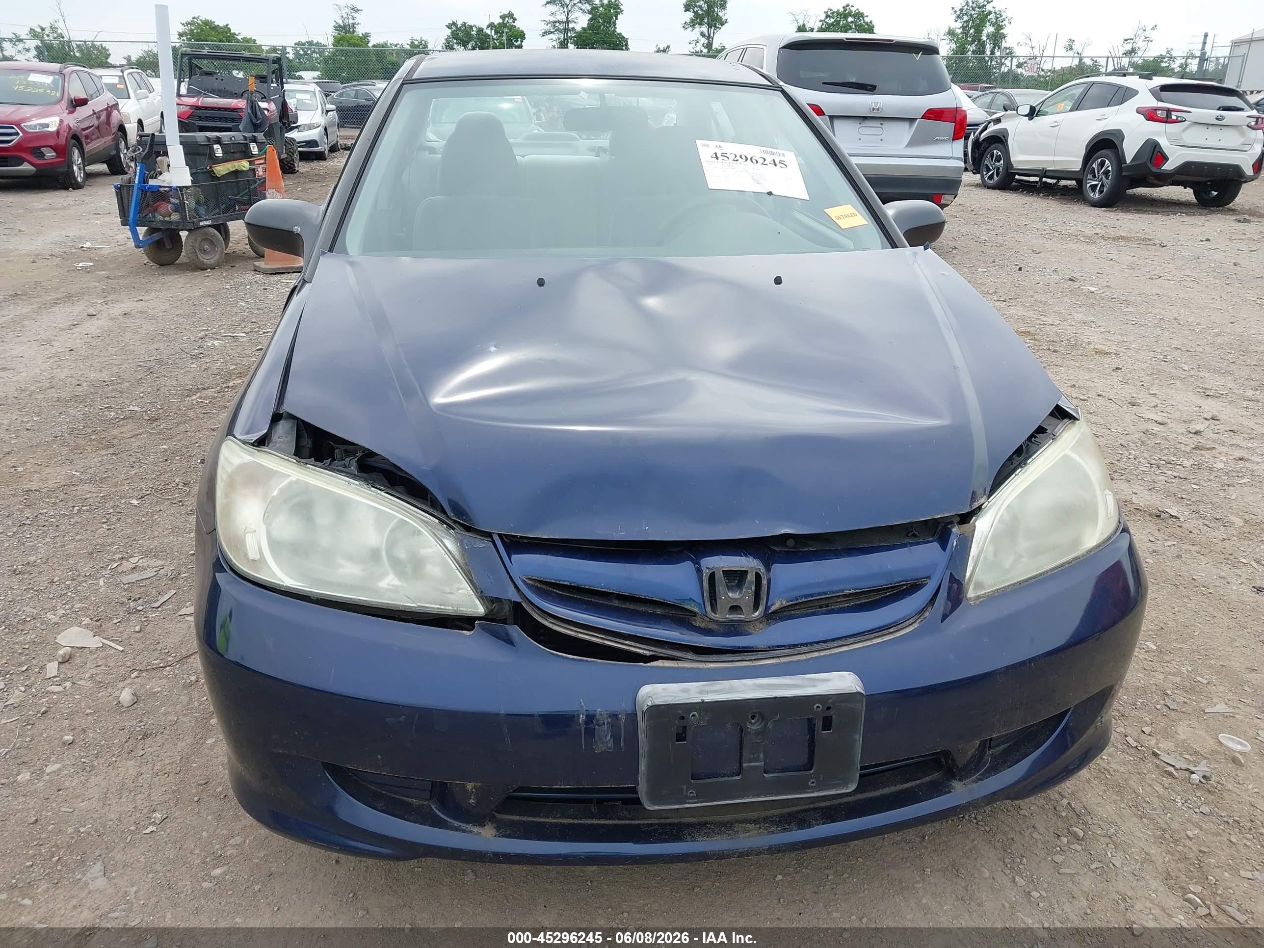 2005 Honda Civic Lx Dark Blue vin: 2HGES16665H595359
