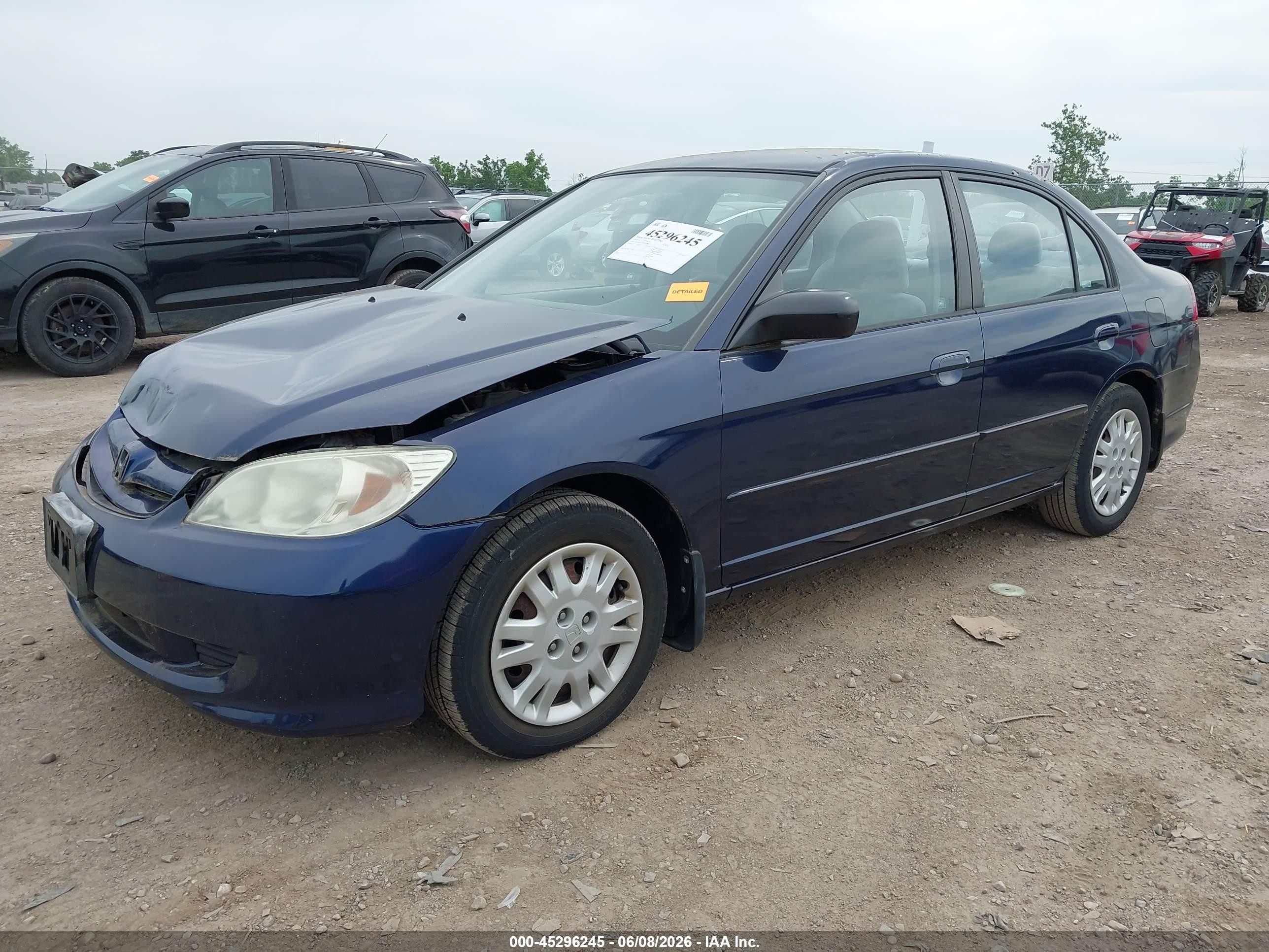 2005 Honda Civic Lx Dark Blue vin: 2HGES16665H595359