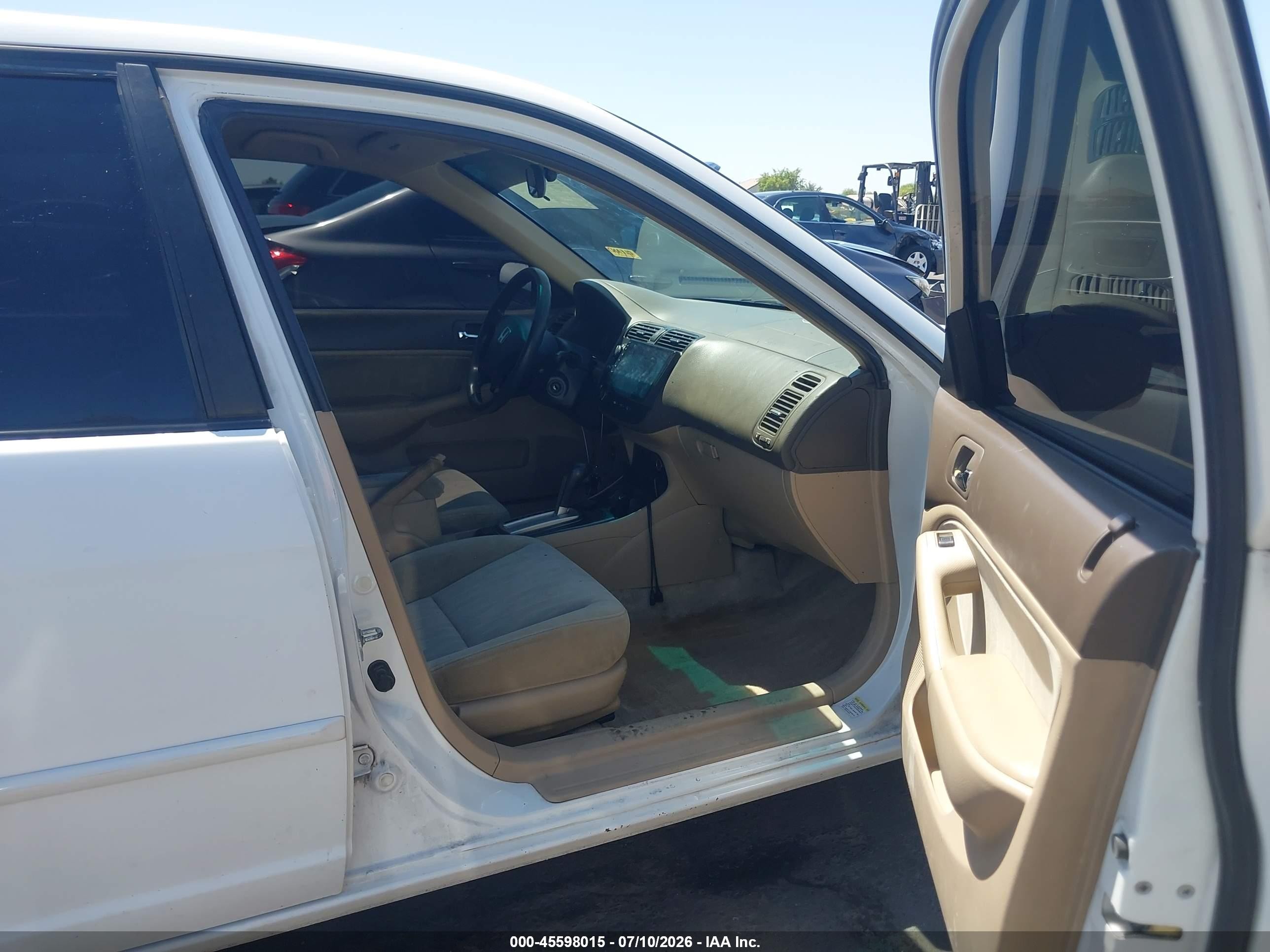 2005 Honda Civic Lx White vin: 2HGES16665H624777