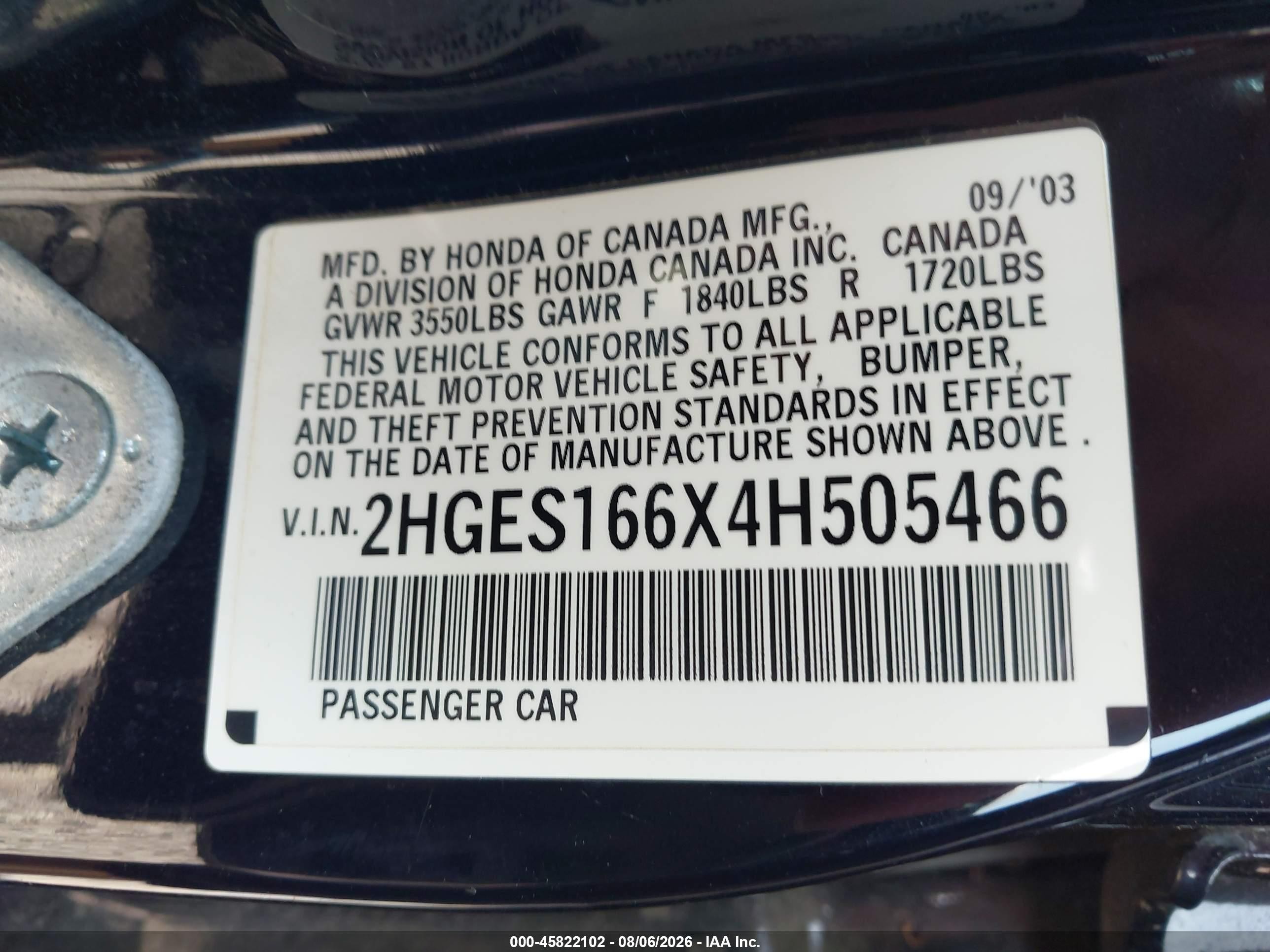 2004 Honda Civic Lx Black vin: 2HGES166X4H505466