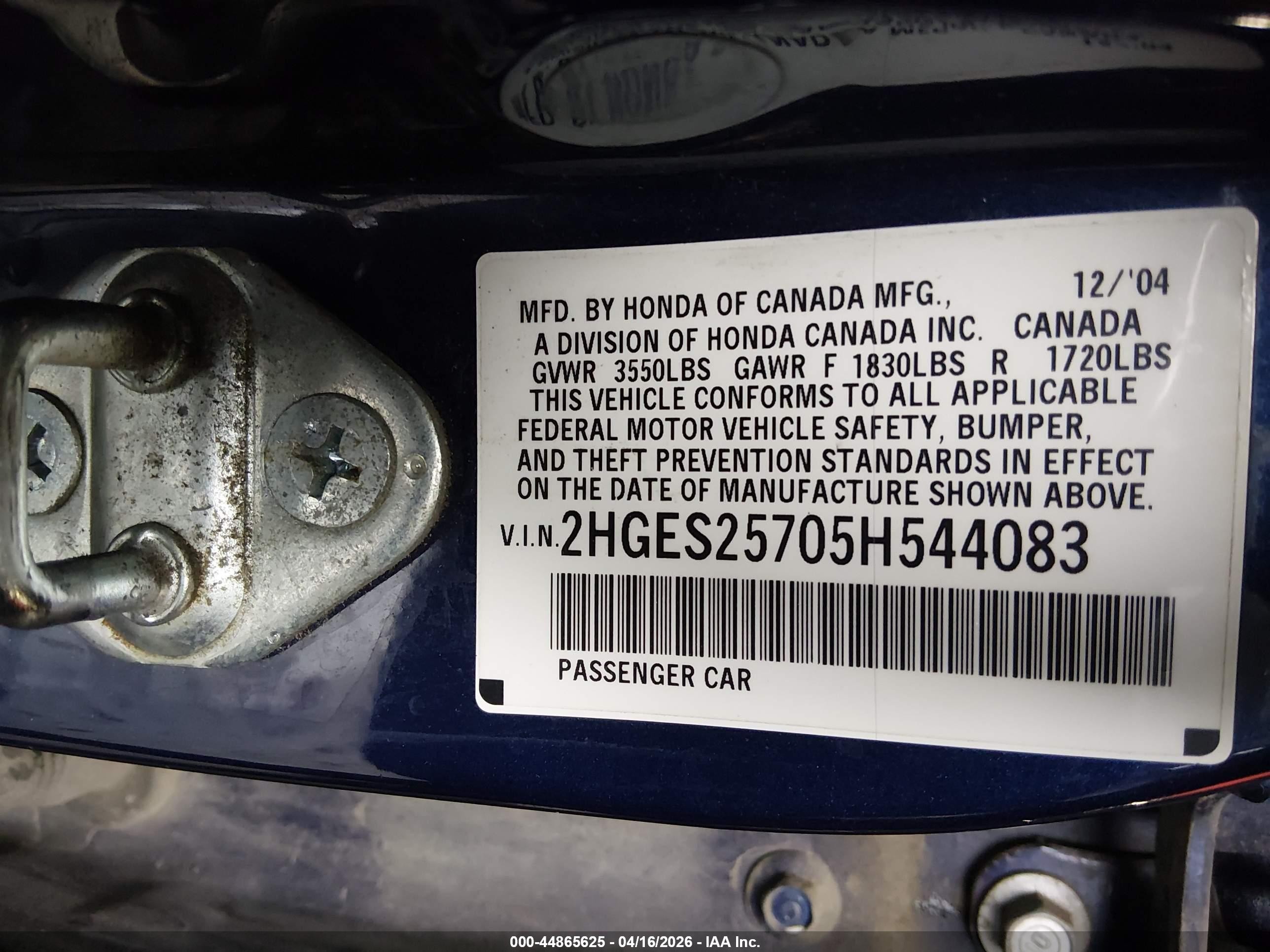 2005 Honda Civic Ex Blue vin: 2HGES25705H544083