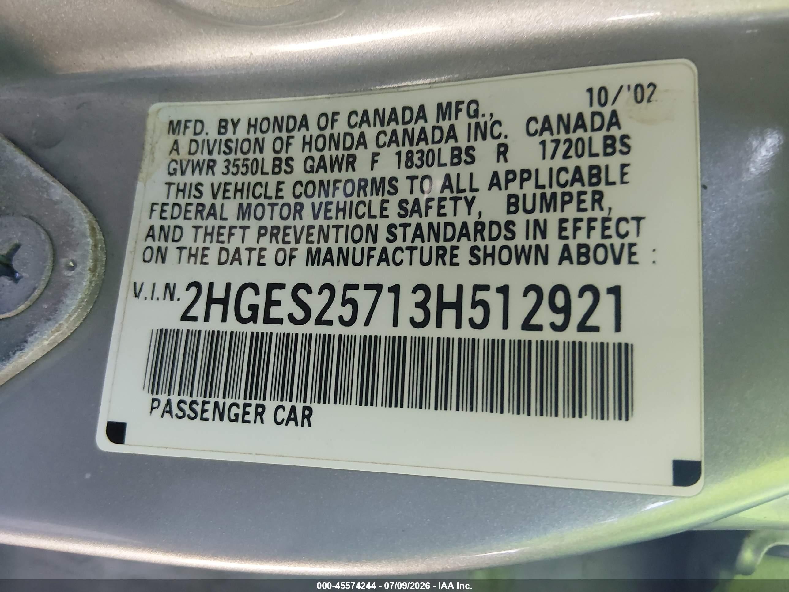 2003 Honda Civic Ex Silver vin: 2HGES25713H512921