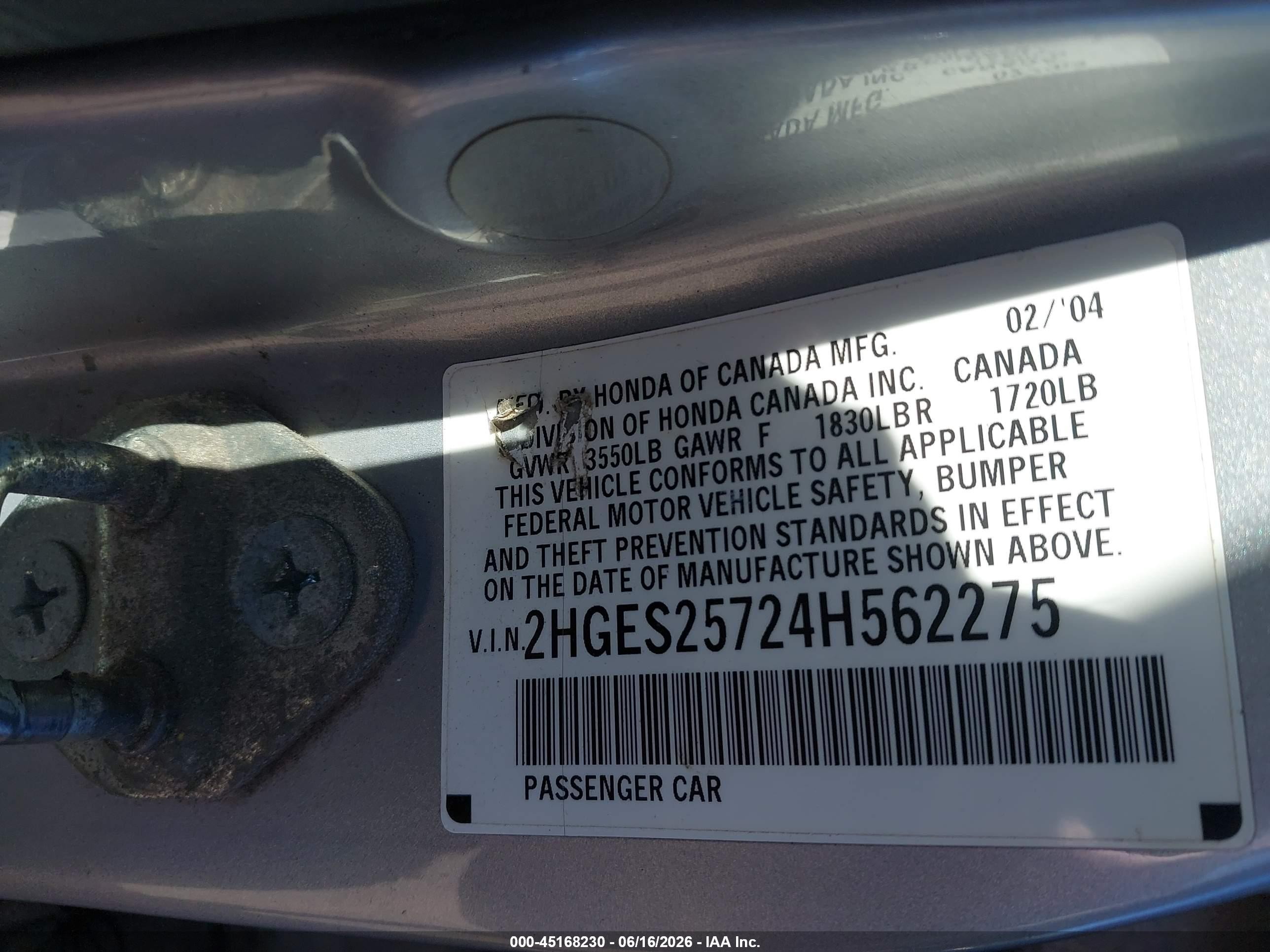 2004 Honda Civic Ex Серебряный vin: 2HGES25724H562275