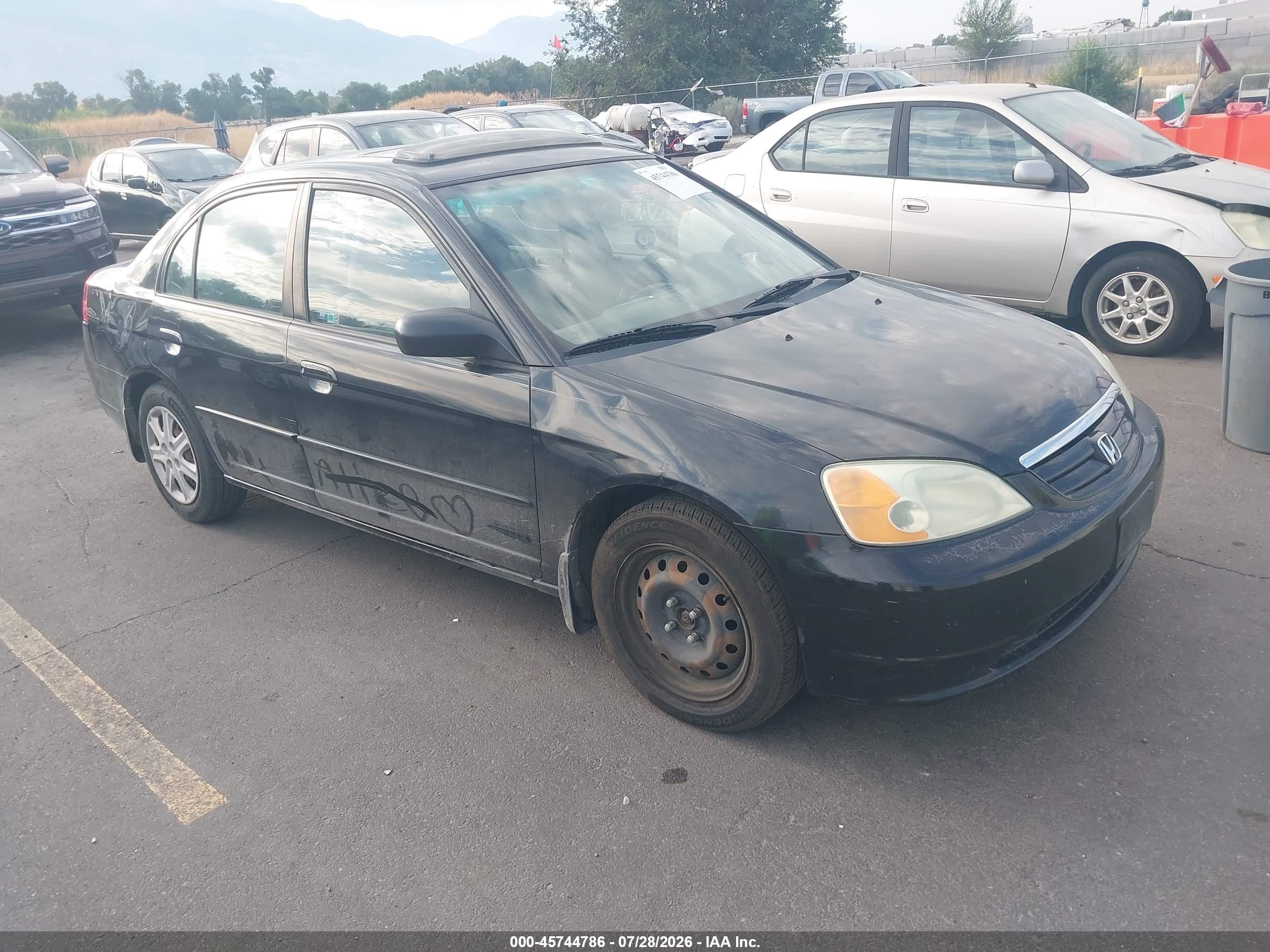 2003 Honda Civic Ex Black vin: 2HGES25763H563931